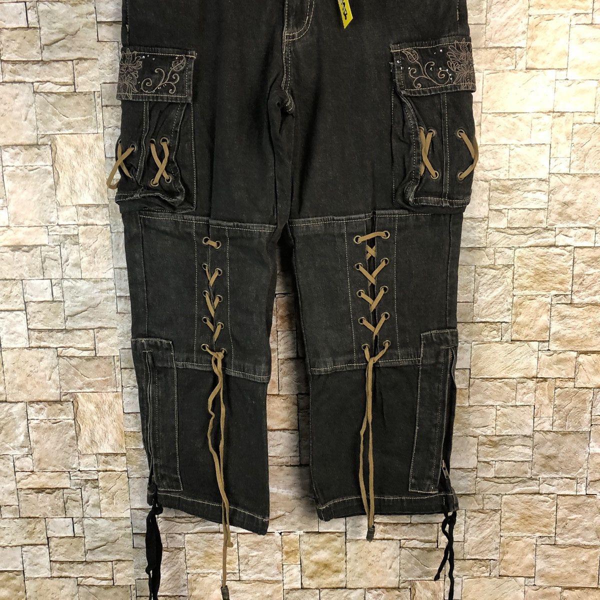 Japanese Brand Maliani Black Cropped seditionaries punk cargo Pants #A956 Size US 29 - 3 Thumbnail