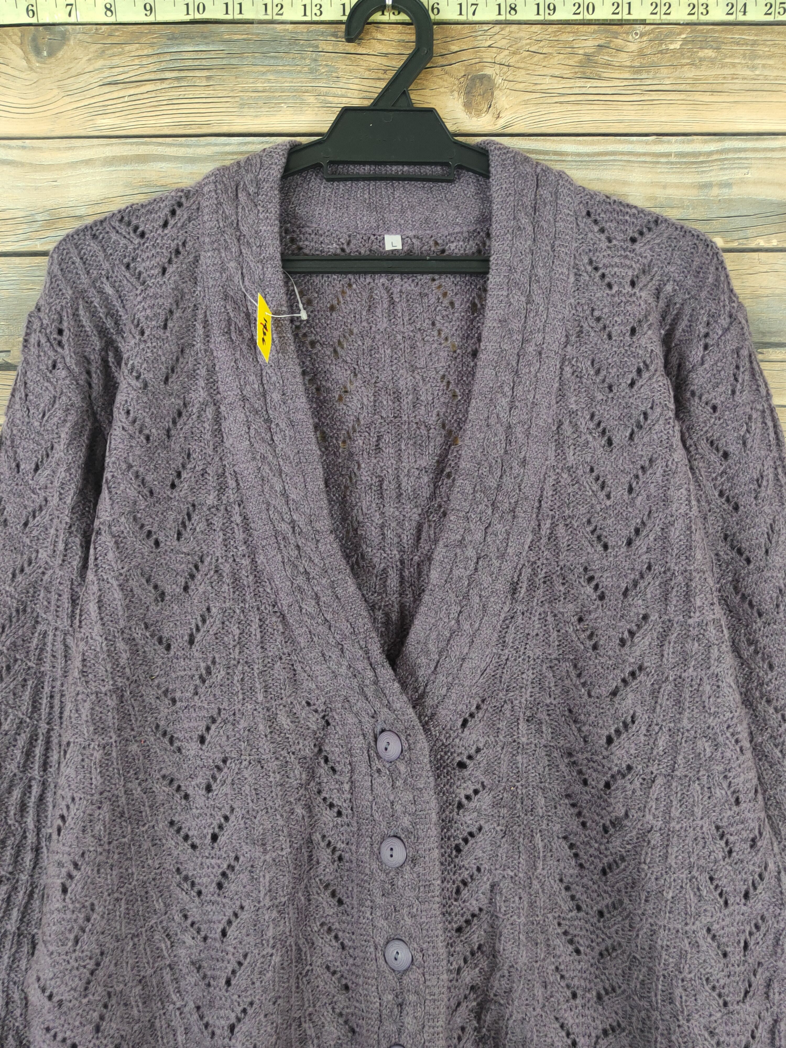 Japanese Brand Japan crochet vintage Purple Knitwear Cardigan #W1096 Size US L / EU 52-54 / 3 - 2 Thumbnail