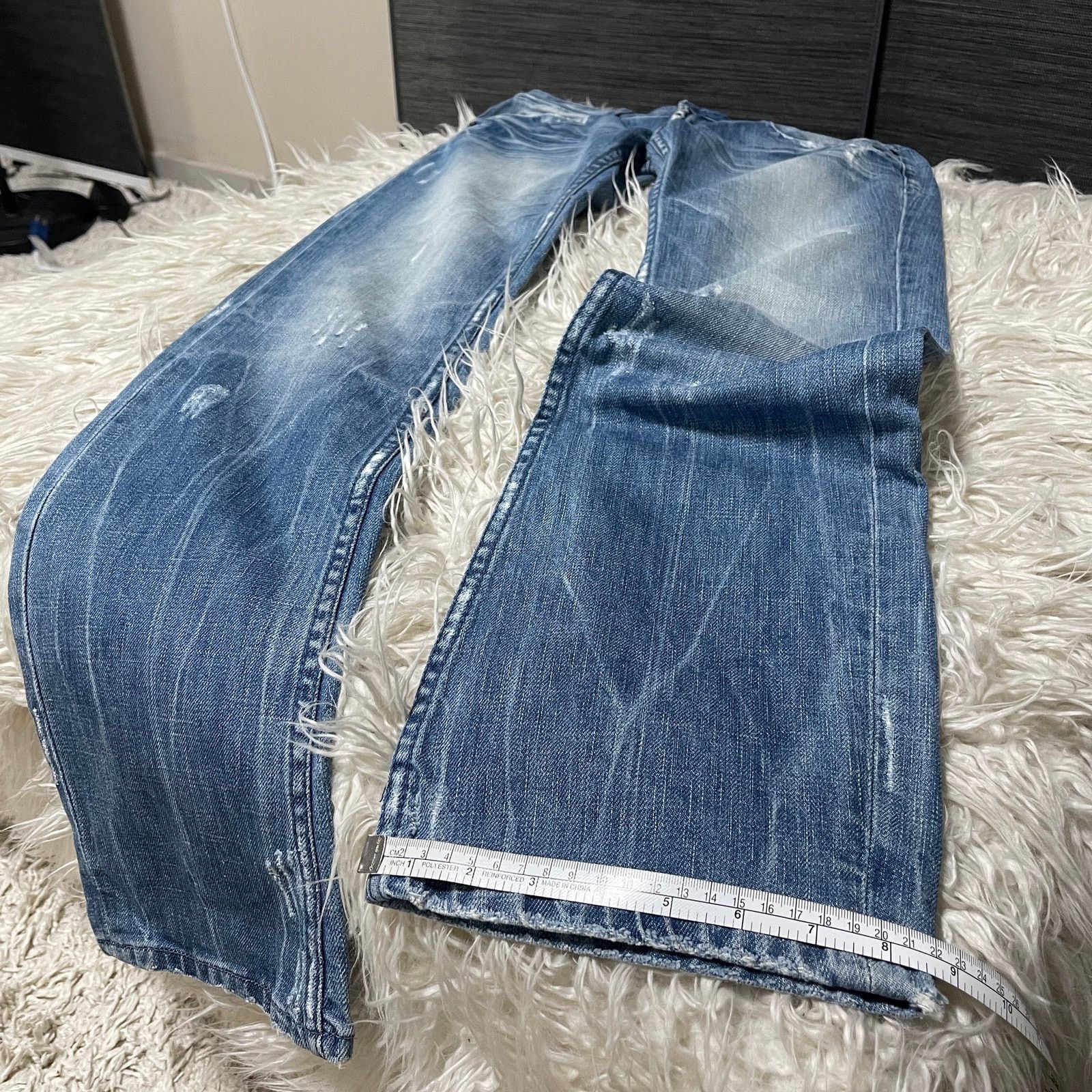 Hysteric Glamour Vintage Japanese Brand Faded Clawmark Low Rise Denim Jeans Size 30" / US 8 / IT 44 - 11 Thumbnail