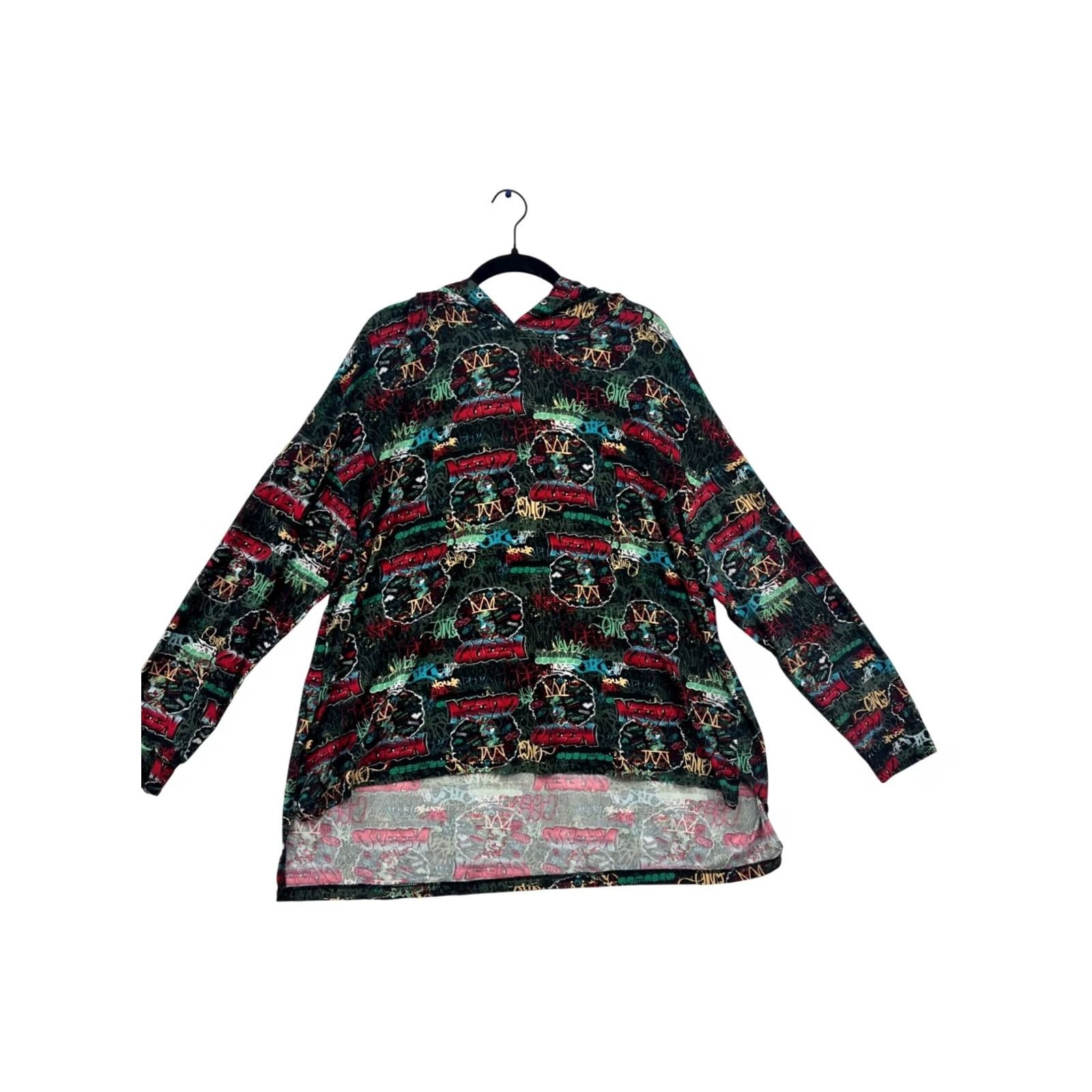Vintage One Stop Up Hoodie Graffiti Print Womens 2XL Red Pullover Seasonal Fall Activewear Size XXL / US 16-18 / IT 52-54 - 2 Thumbnail