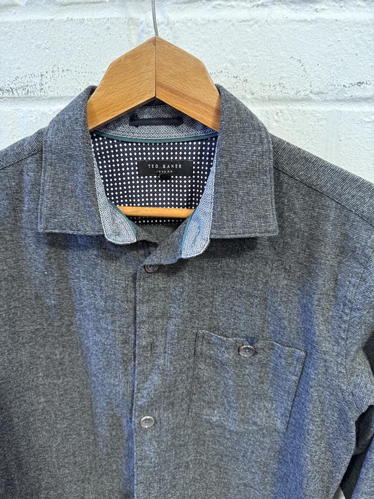 Express Express Men's Gray Long Sleeve Casual Shirt Size 38R - 4 Thumbnail