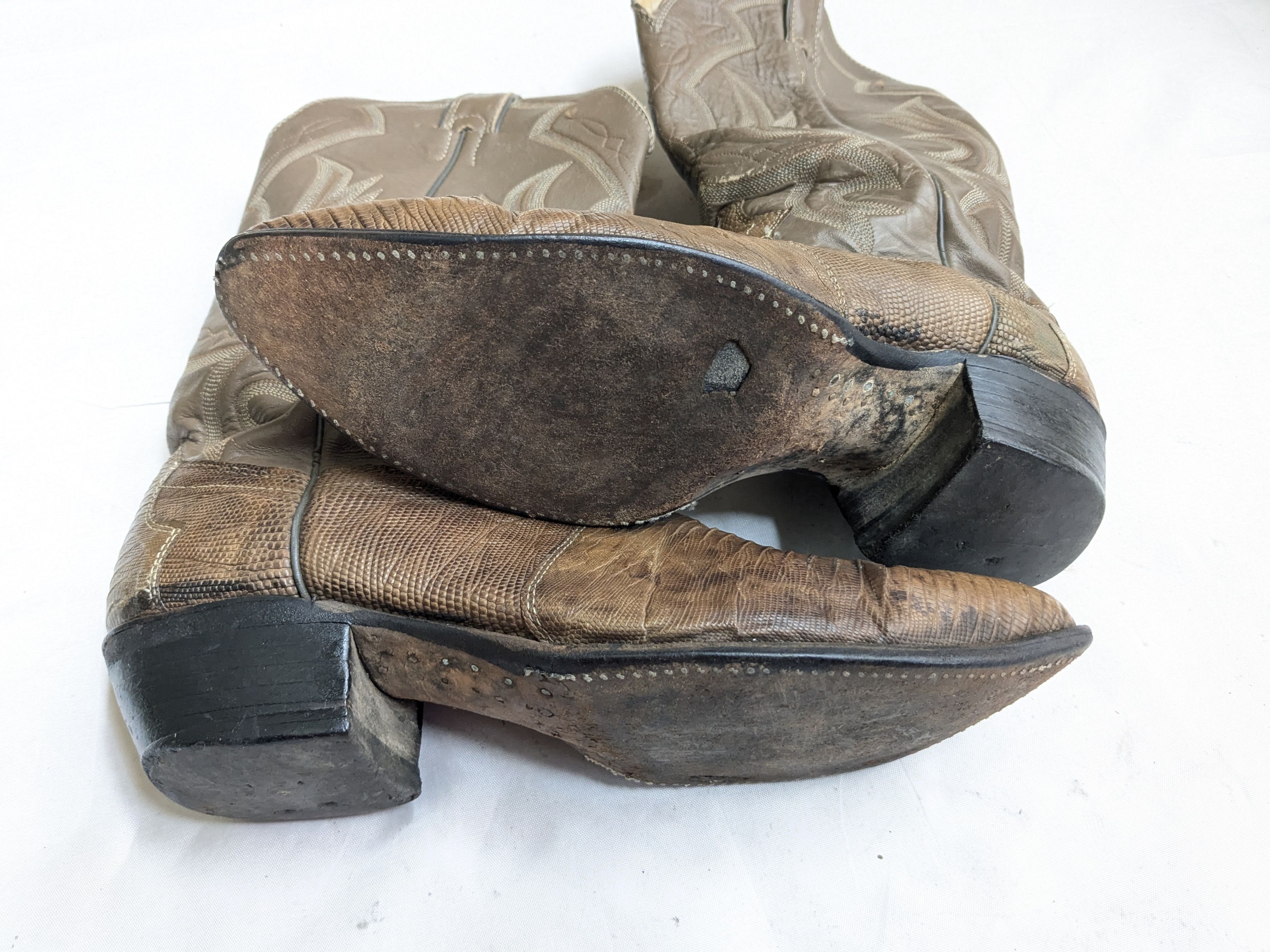 Other Vintage Justin Cowboy Boots Brown Lizard Leather 9.5 D Size US 9.5 / EU 42-43 - 13 Thumbnail