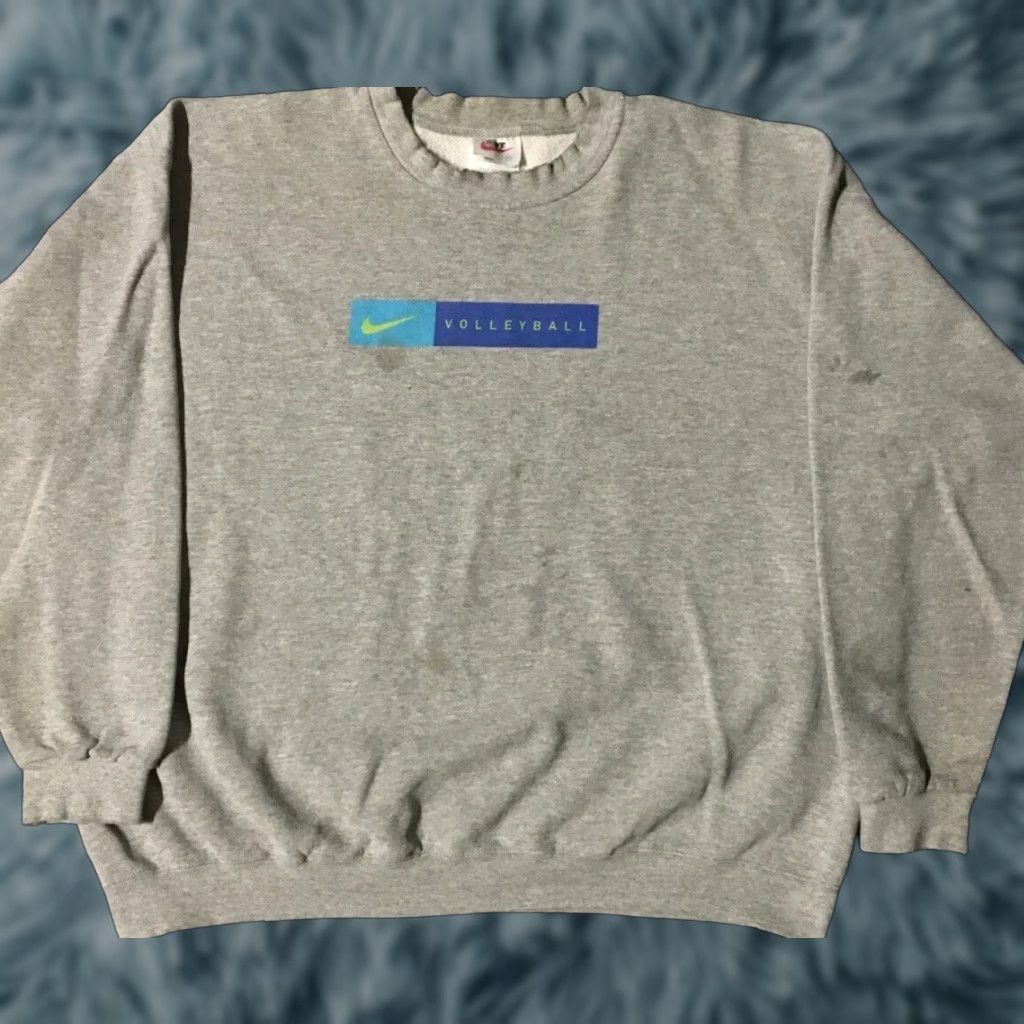 Nike VINTAGE Nike Hoodie Mens 2XL Gray Swoosh Thrashed Boxy 90s Grunge Volleyball USA Cotton Sweatshirt Size US XXL / EU 58 / 5 - 1 Thumbnail