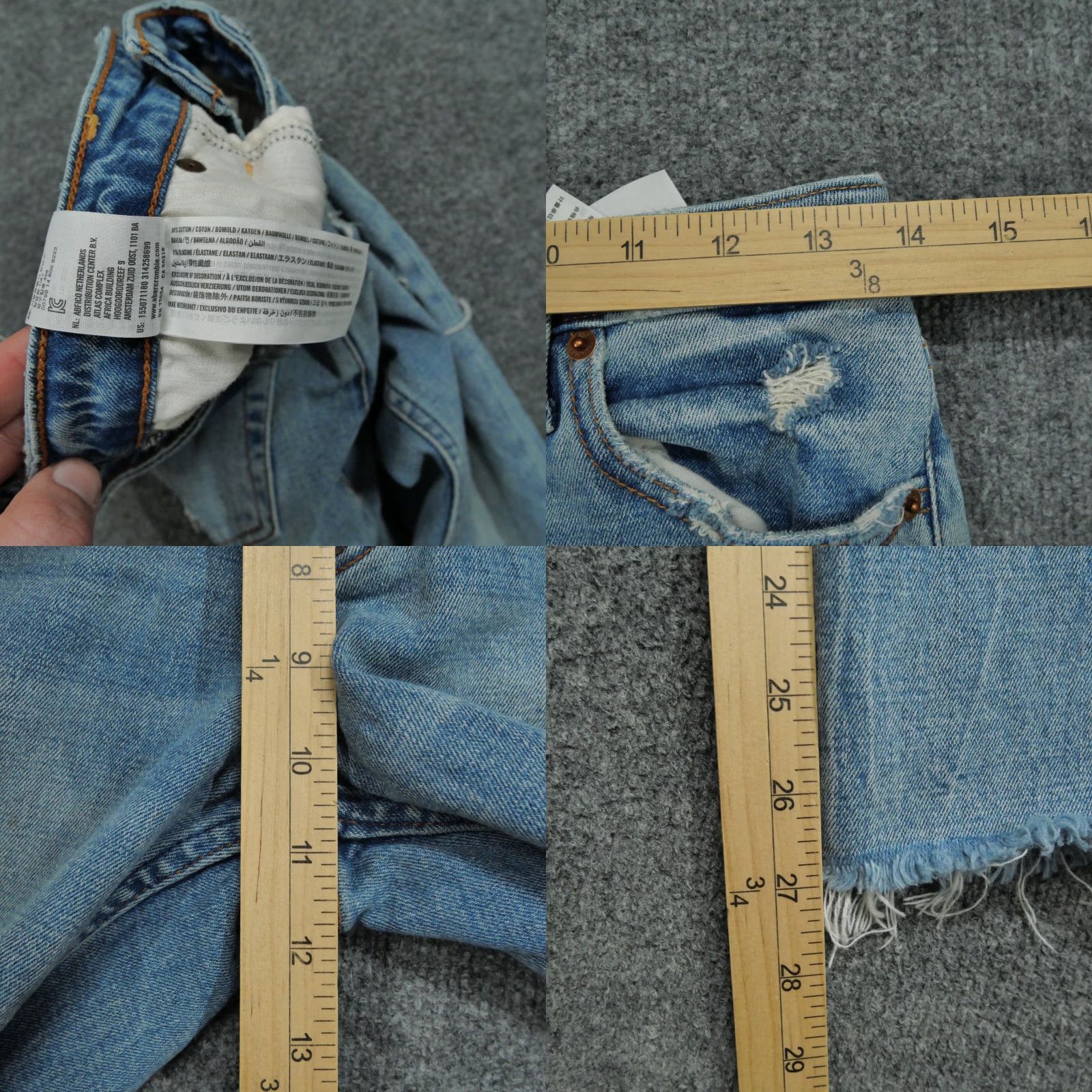 Abercrombie & Fitch Abercrombie & Fitch Jeans Womens 27 High Rise Slim Distressed Crop Blue Cotton Blend Denim Pockets Stretch 4R Regular Skinny Size 27" / US 4 / IT 40 - 8 Thumbnail