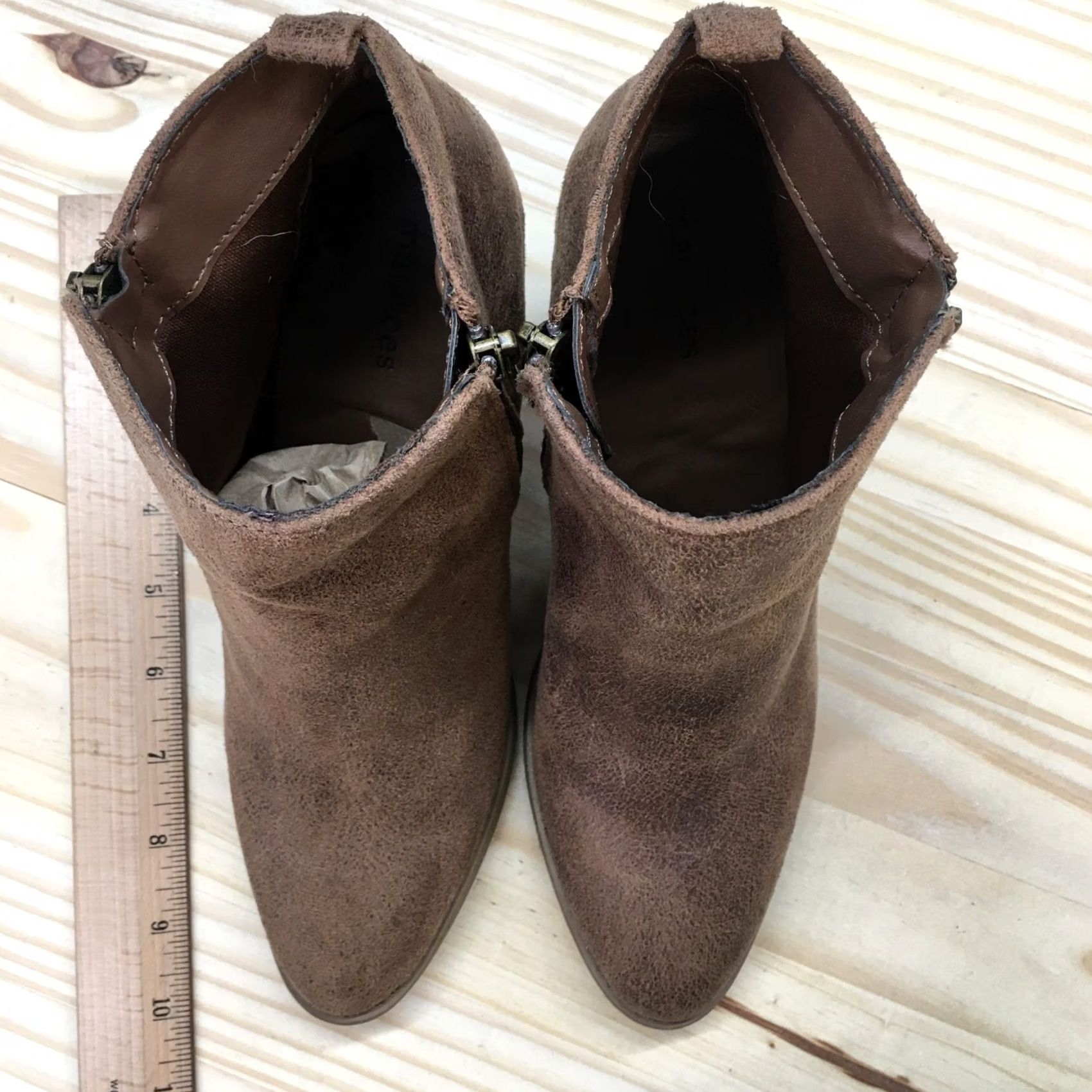 Vintage Maurices Boots Womens 7.5 M Brandy Side Zip Heels Ankle Bootie Brown Fabric Size US 8 / IT 38 - 5 Thumbnail