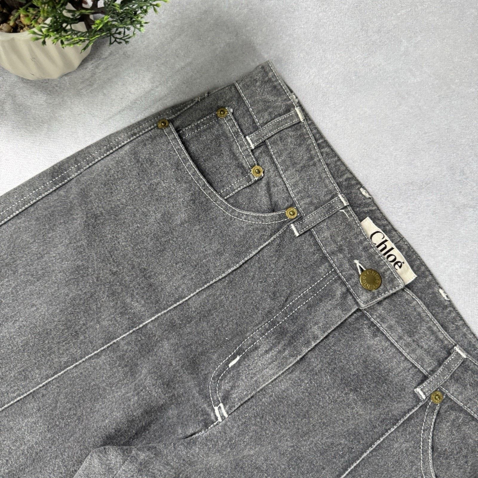 Chloe Vintage Chloe Women Flared Grey Jeans Size 40 Size 28" / US 6 / IT 42 - 9 Thumbnail