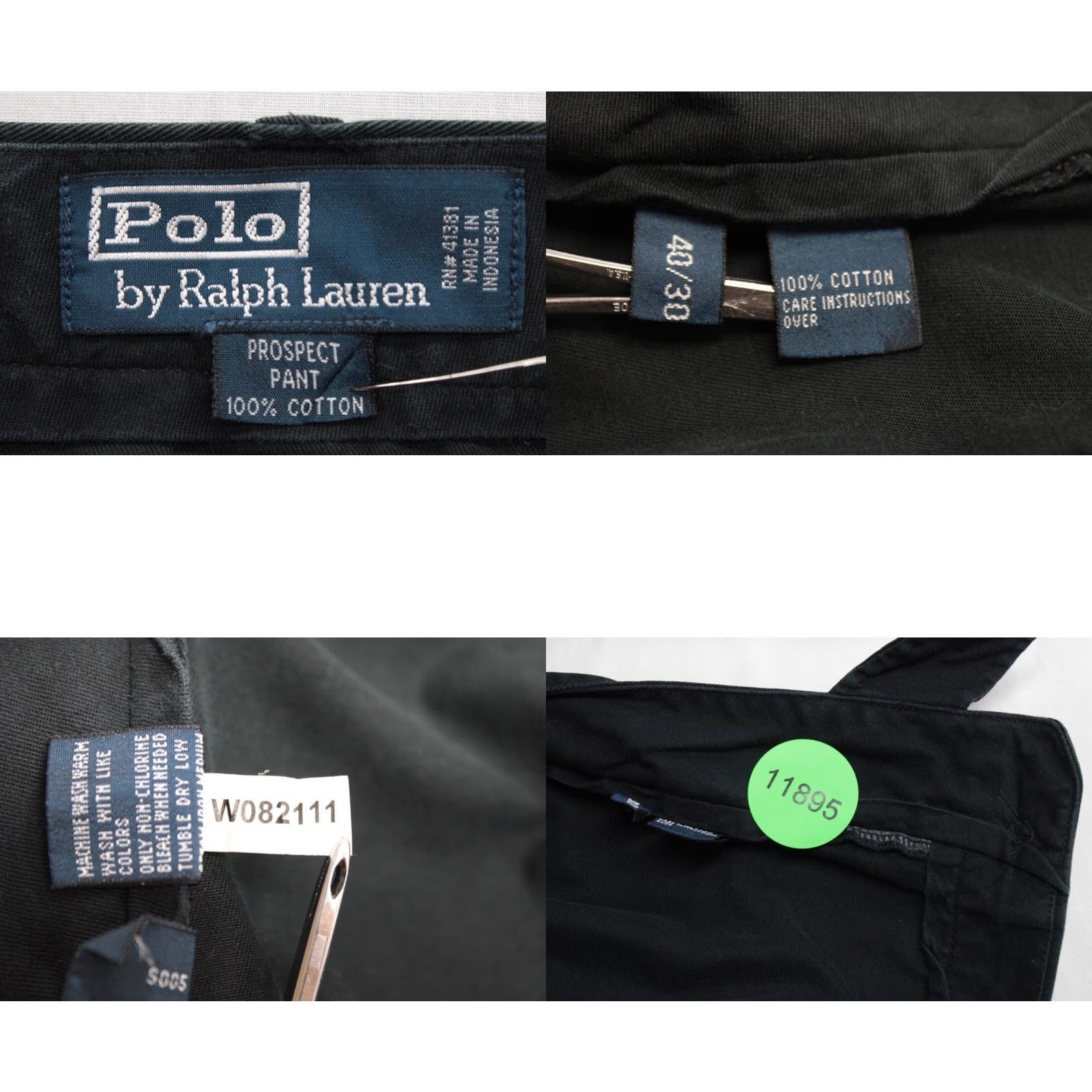 Polo Ralph Lauren VINTAGE Polo Ralph Lauren Prospect Pants Men's 40 x 30 Black Cotton Chino Flat Front Size US L / EU 52-54 / 3 - 8 Thumbnail