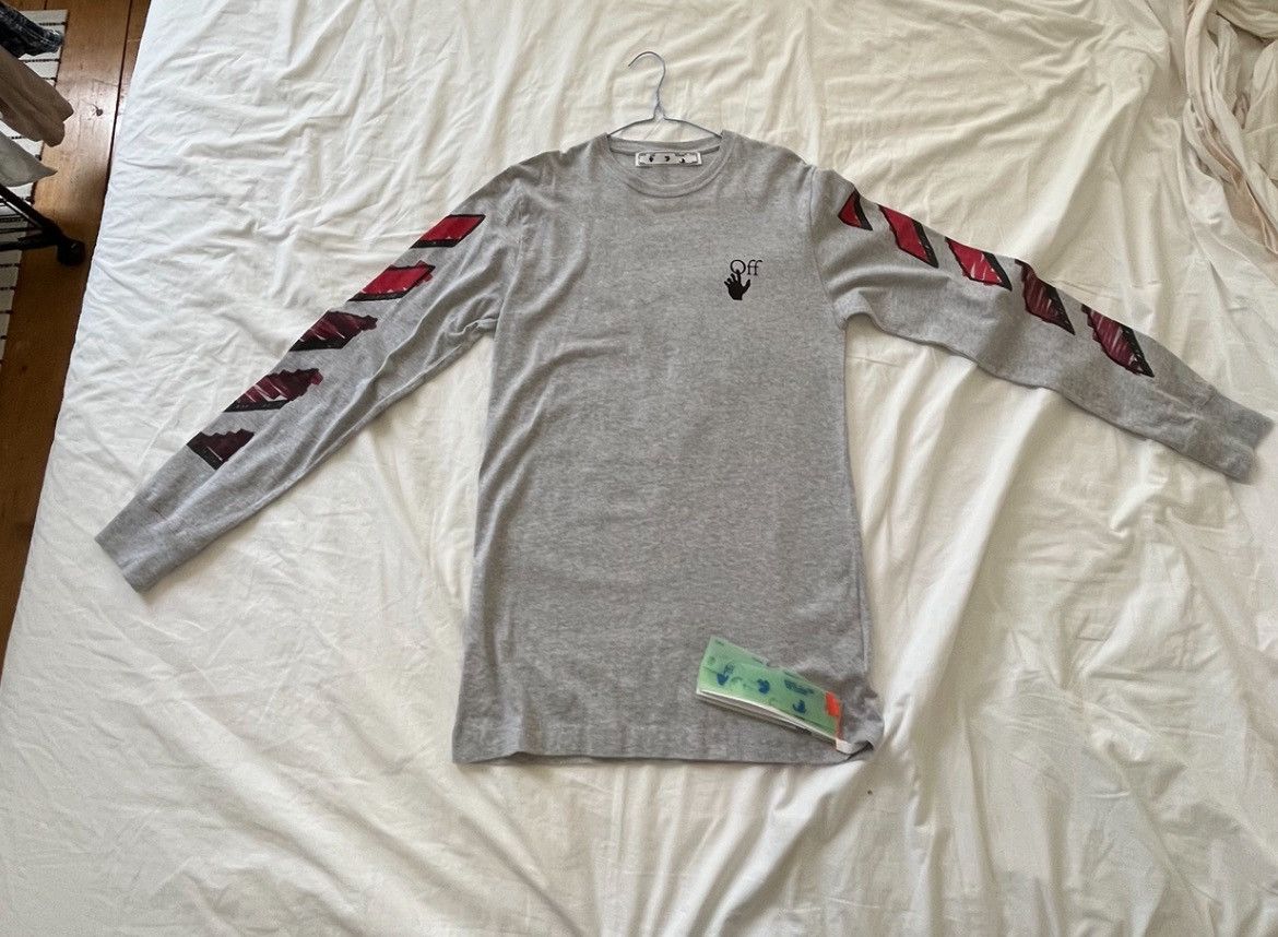 image of Off White Off-White Marker Arrows L/s Tee in Grey, Men's (Size Small)