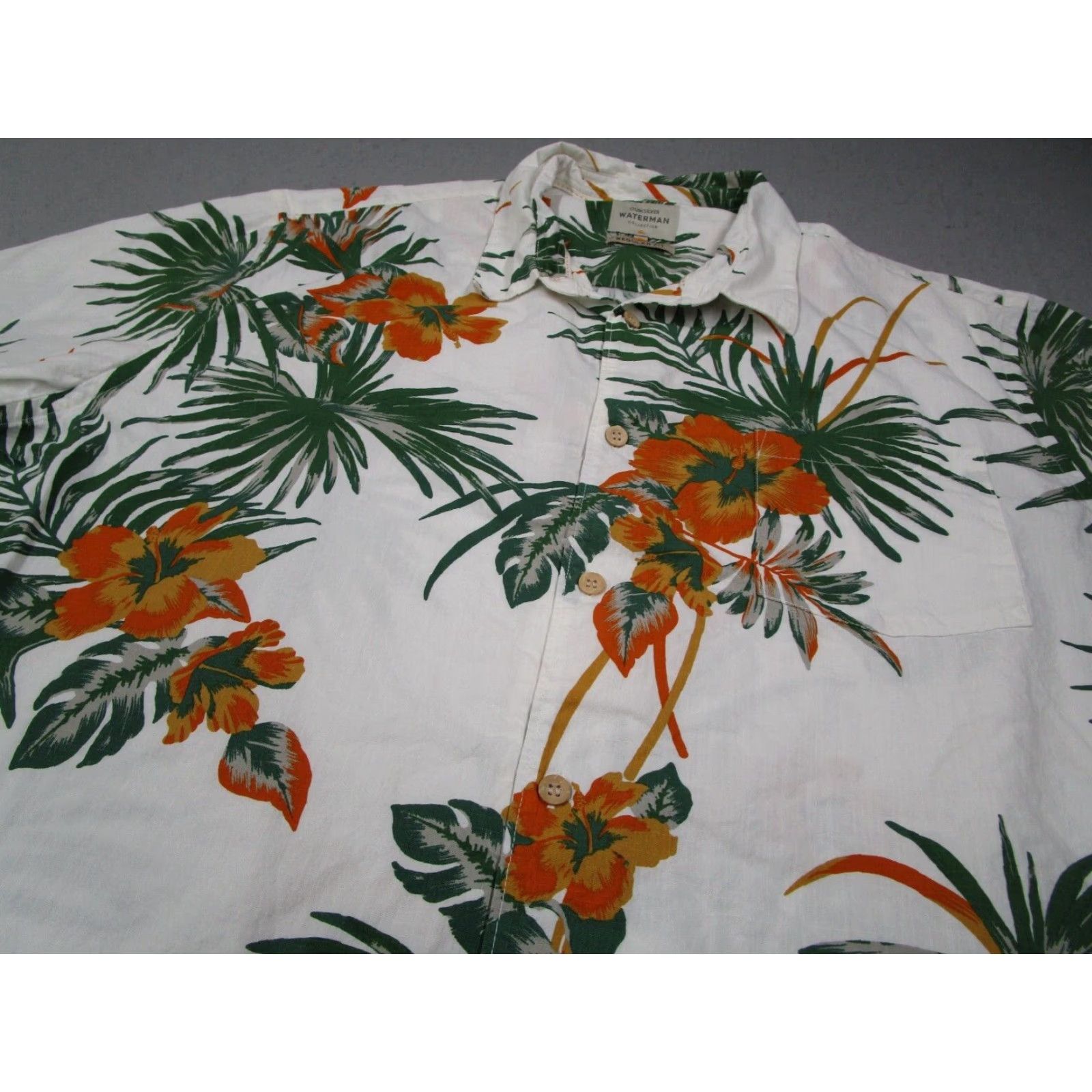 Quiksilver Quiksilver Waterman Shirt Mens 2XL White Floral Short Sleeve Button-Up Hawaiian Beach Bohemian Tropical Navy Mens Size US XXL / EU 58 / 5 - 2 Thumbnail