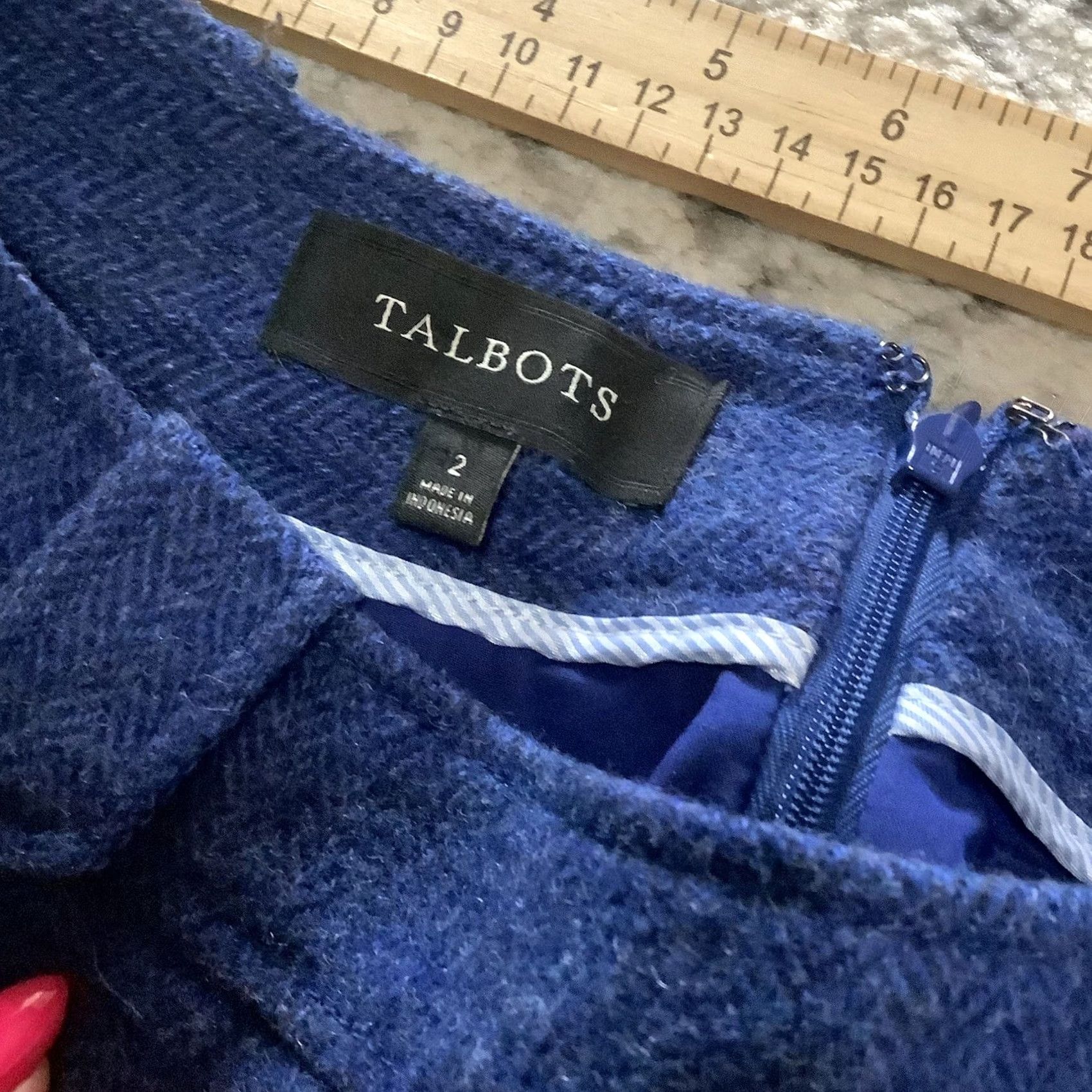 Talbots Talbots Skirt Womens Size 2 Pencil Straight Wool Blue Zip Career Classic Dry Clean Only Regular Short Lined Womens Size 26" / US 2 / IT 38 - 5 Thumbnail