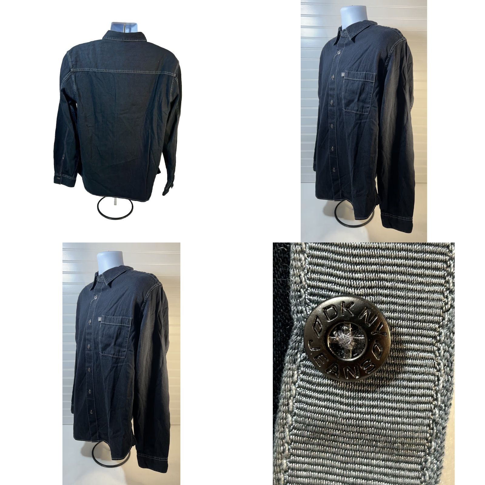 DKNY VINTAGE DKNY Button-Up Shirt Men Large Long Sleeve Collar Dark Denim NWT Style#KBRU6052 Size US L / EU 52-54 / 3 - 8 Thumbnail