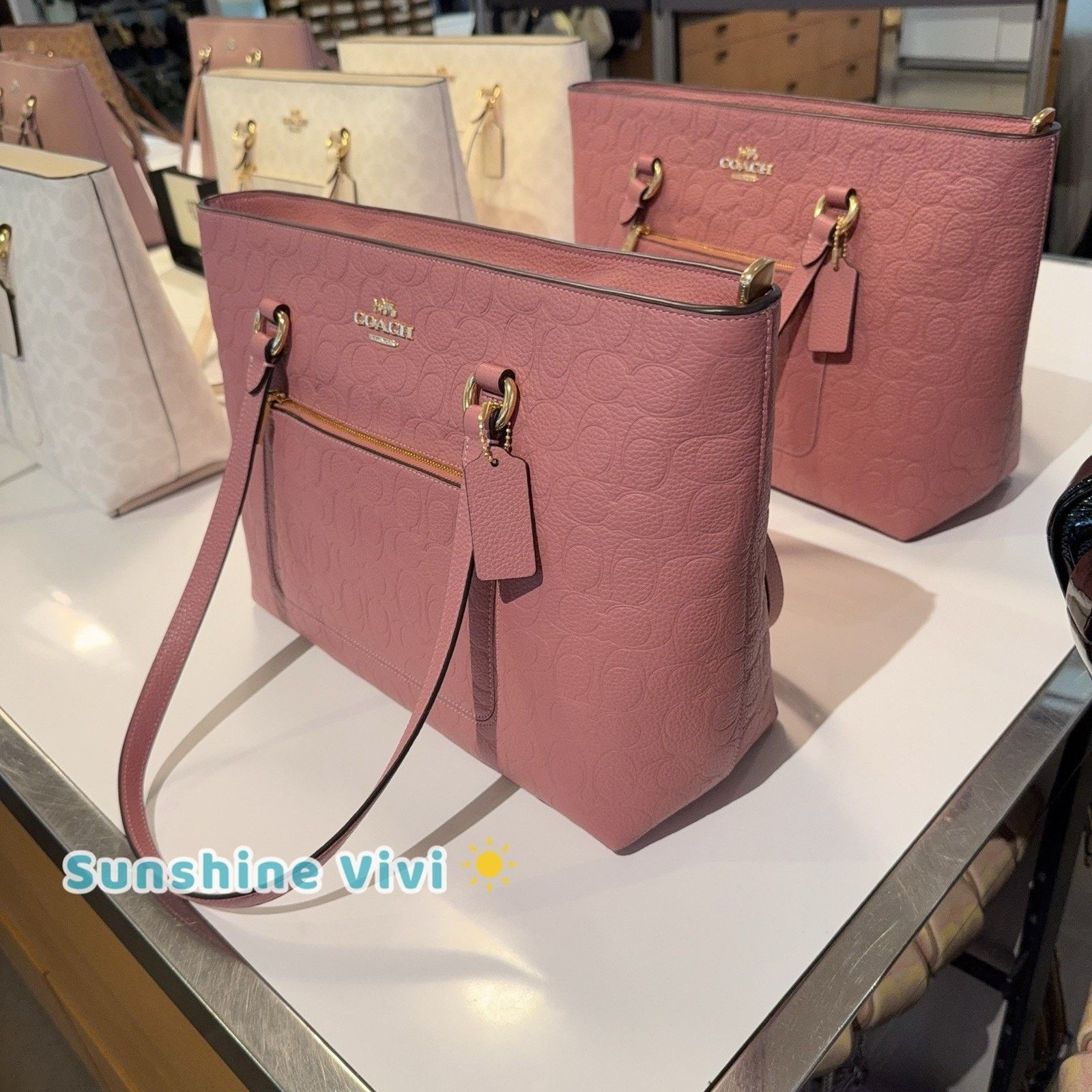 Coach NWT Coach CDL99 Station Tote Bag Signature Leather PEONY Size ONE SIZE - 4 Thumbnail