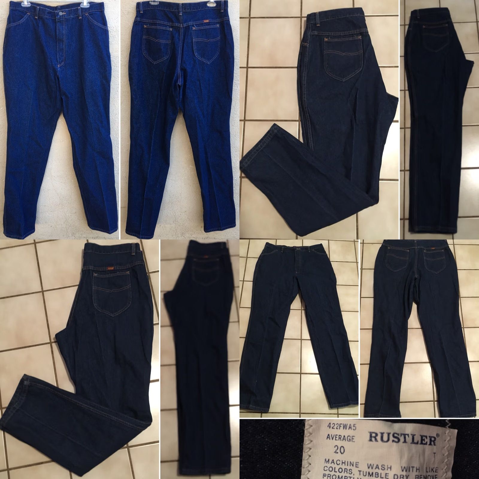 Vintage VINTAGE Rustler Jeans High Waist Tapered Leg 20 Made In USA 34 1/2” Waist Blue Denim Cowboy Mom 1980s Womens Size 42" / US 20 - 8 Thumbnail