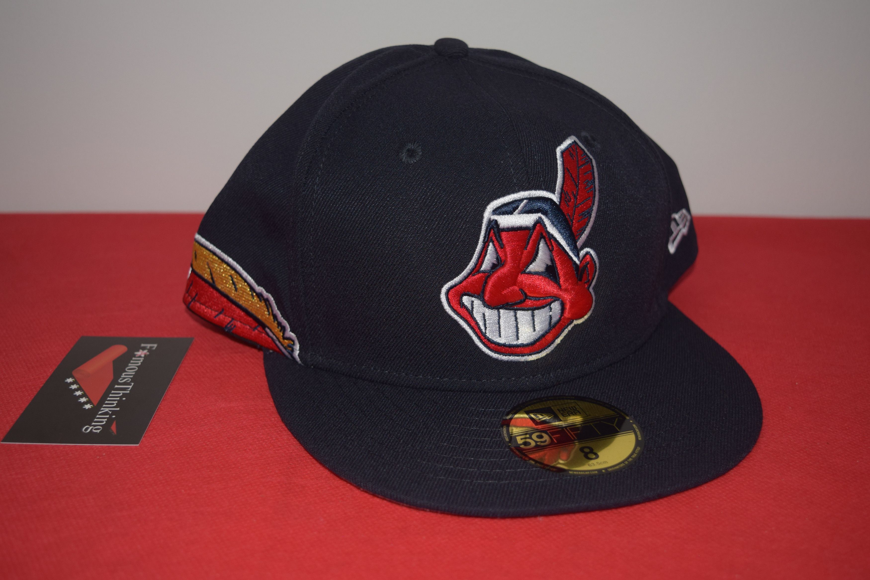 New Era New Era Cleveland Indians Chief Wahoo Blue Feather Hat Size ONE SIZE - 6 Thumbnail