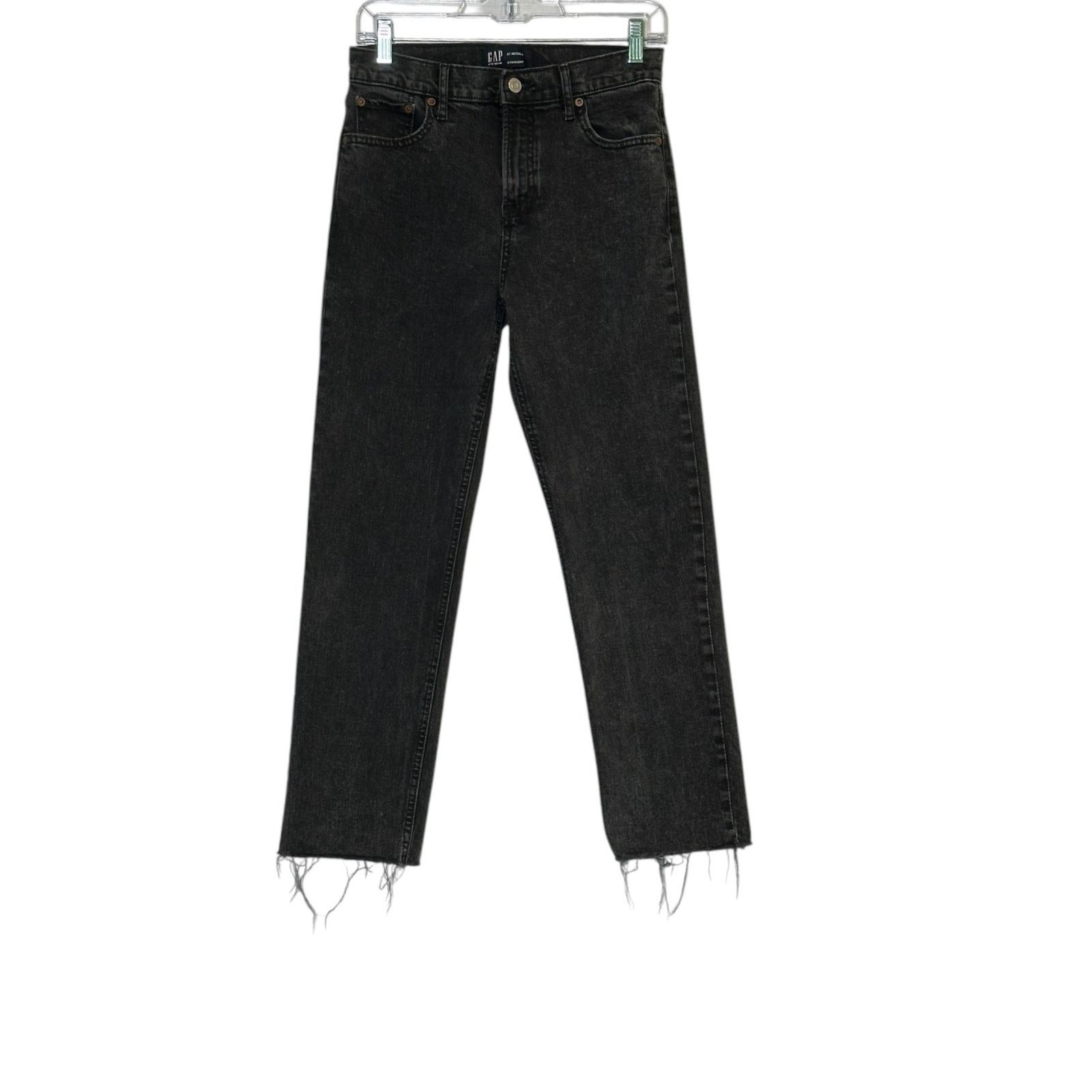 Gap Gap black regular fit straight high rise ankle jeans size 27 Size 28" / US 6 / IT 42 - 9 Thumbnail