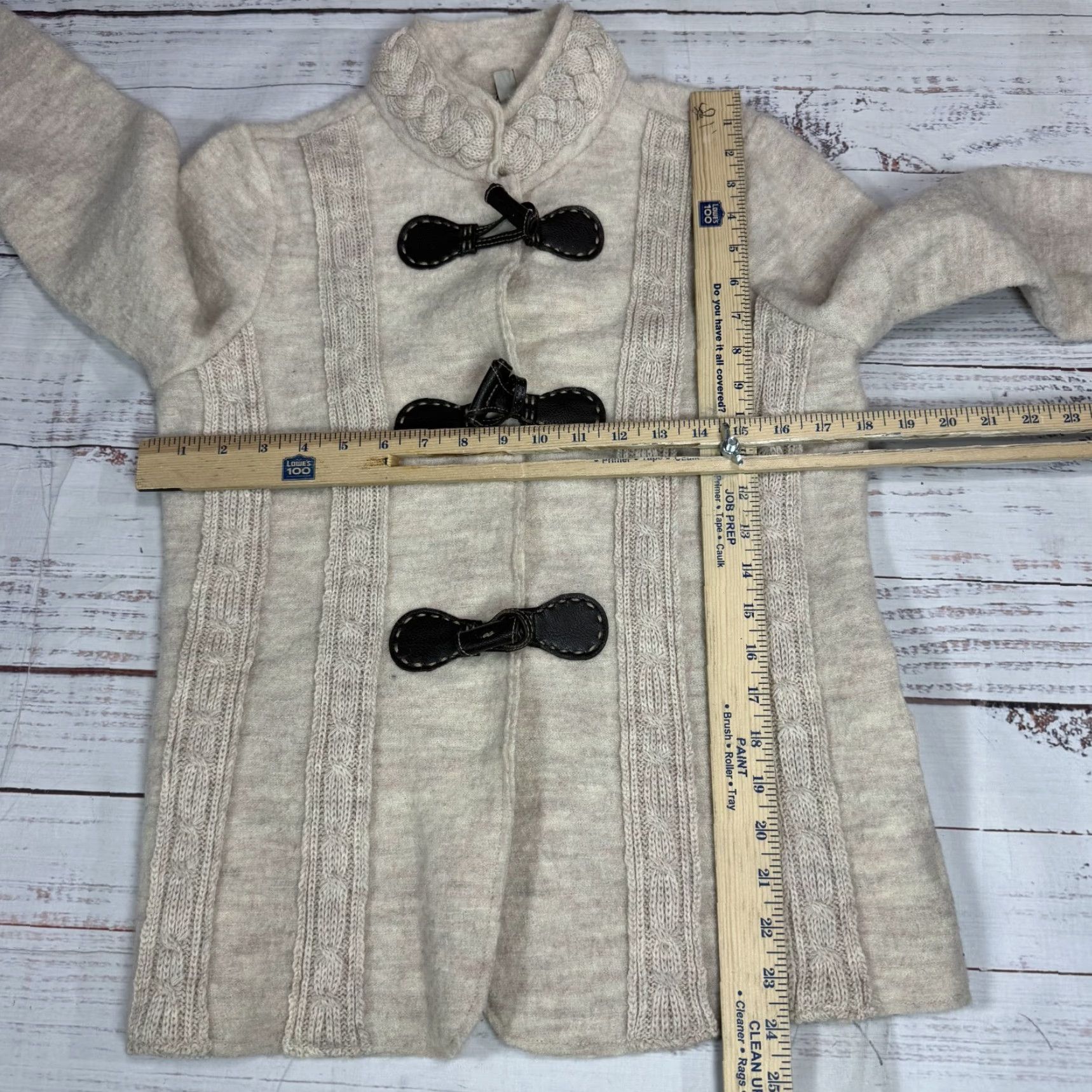 Vintage Venario Women's Beige Wool Cardigan Sweater Knit Trim Long Sleeve Sz S Size S / US 4 / IT 40 - 3 Thumbnail
