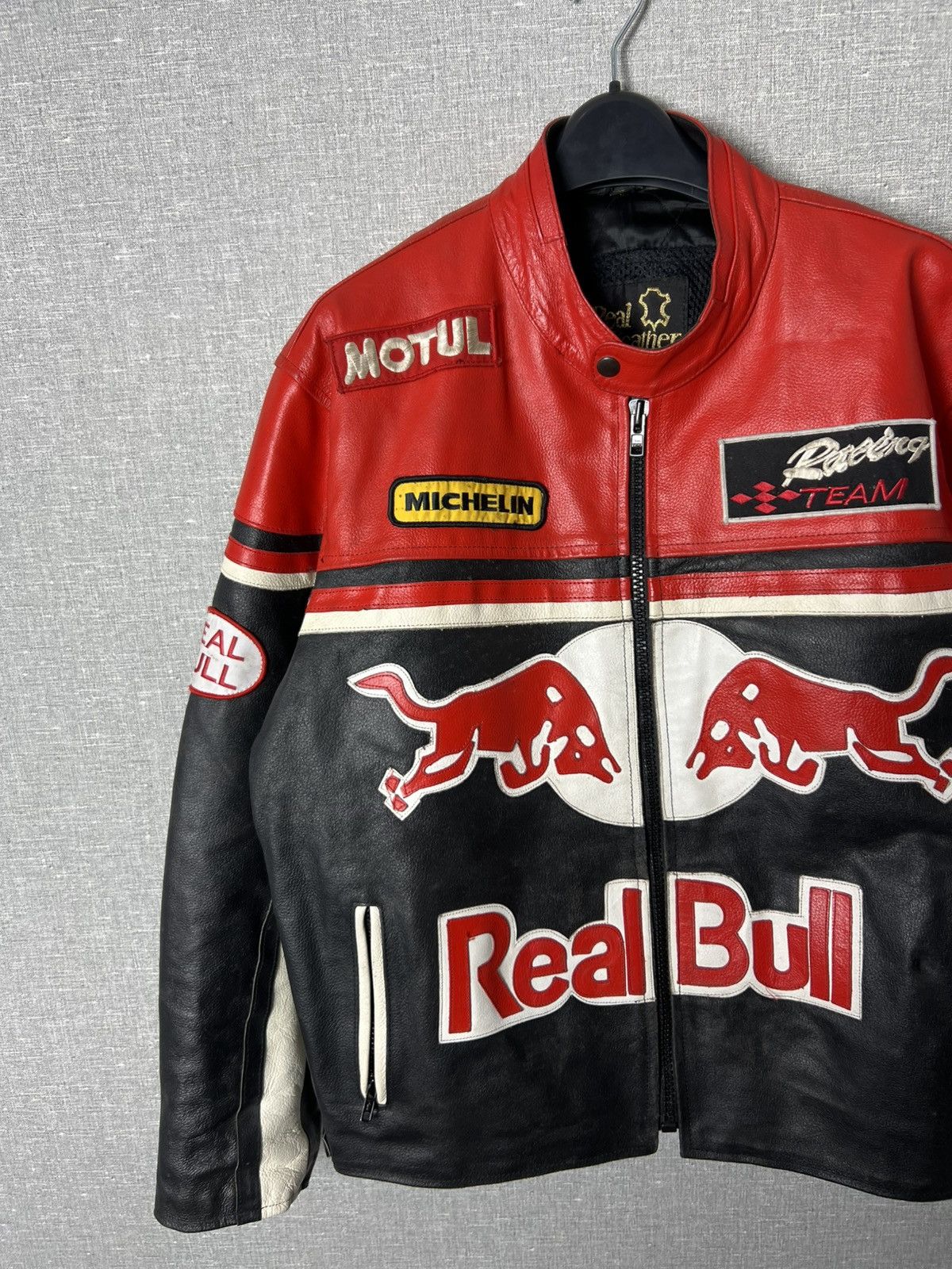 Genuine Leather × Red Bull × Vintage REAL BULL Racing Leather Jacket Biker Alpinestars Michelin Size US L / EU 52-54 / 3 - 2 Thumbnail
