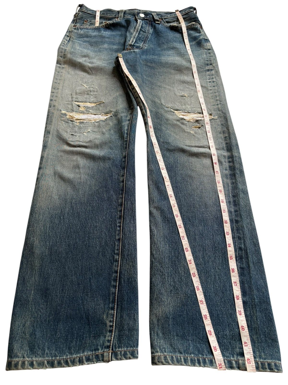 Japanese Brand Vintage Japanese Brand Selvedge Mud Wash Rip Baggy Jeans Size US 31 - 13 Thumbnail