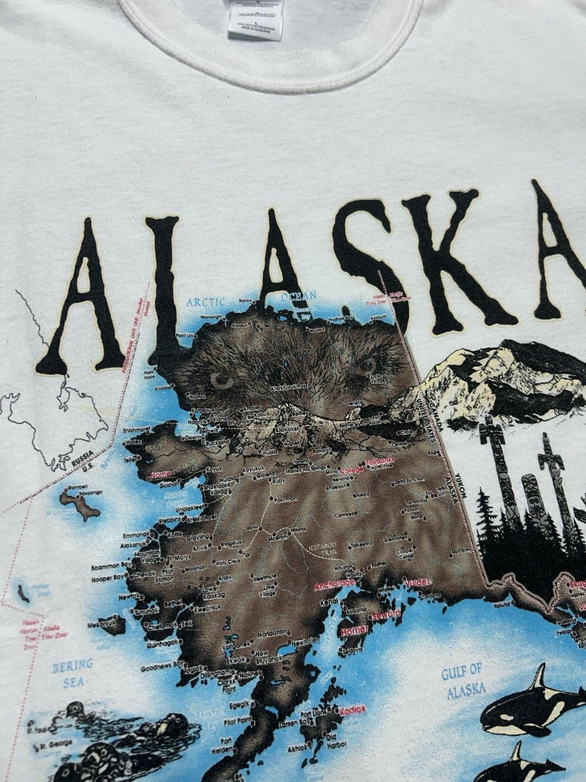 Vintage Vintage t shirt Alaska the last frontier wolf whale nature L Size US L / EU 52-54 / 3 - 3 Thumbnail