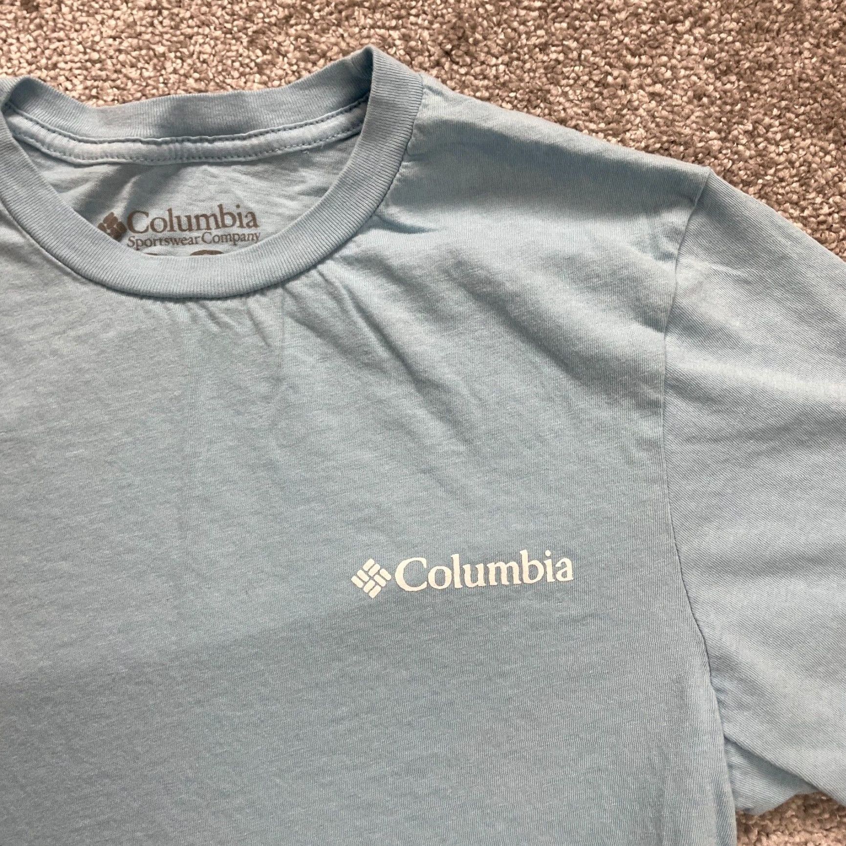 Vintage Columbia T-Shirt Mens Small Pastel BlueCrew Neck Short Sleeve Cotton Tee Graphic Size US S / EU 44-46 / 1 - 5 Thumbnail