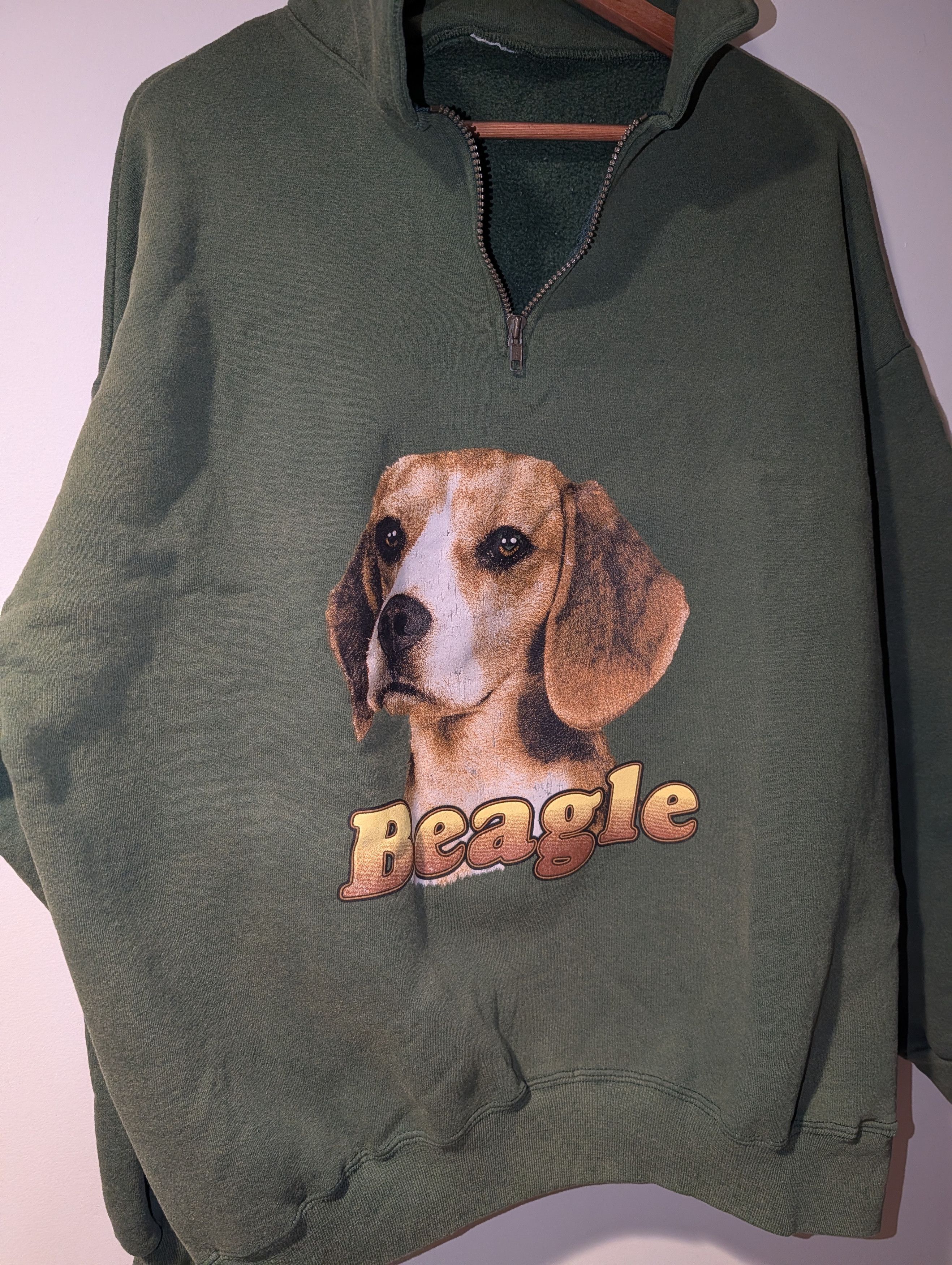 Arts & Science VTG Beagle Dog Puppy 1/4 Zip Sweatshirt Green Animal Size US XL / EU 56 / 4 - 6 Thumbnail