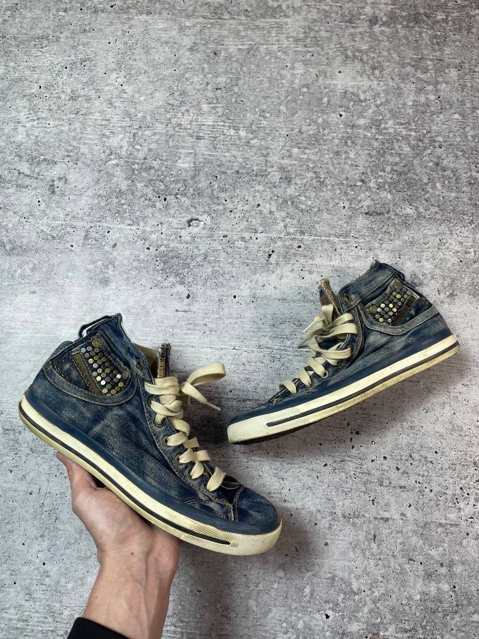 Diesel Vintage 00s Diesel Studded Lace Up Denim Shoes Y2K | Grailed