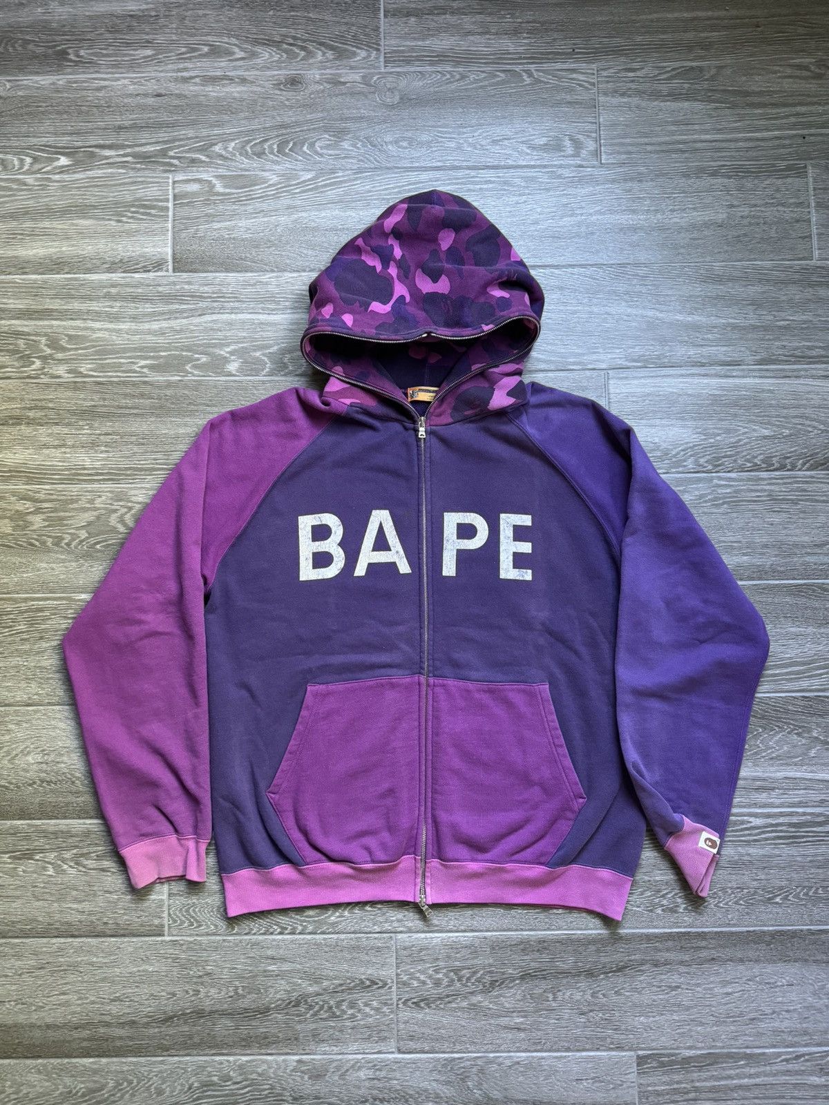 Bape Bape purple spell out full zip hoodie Grailed