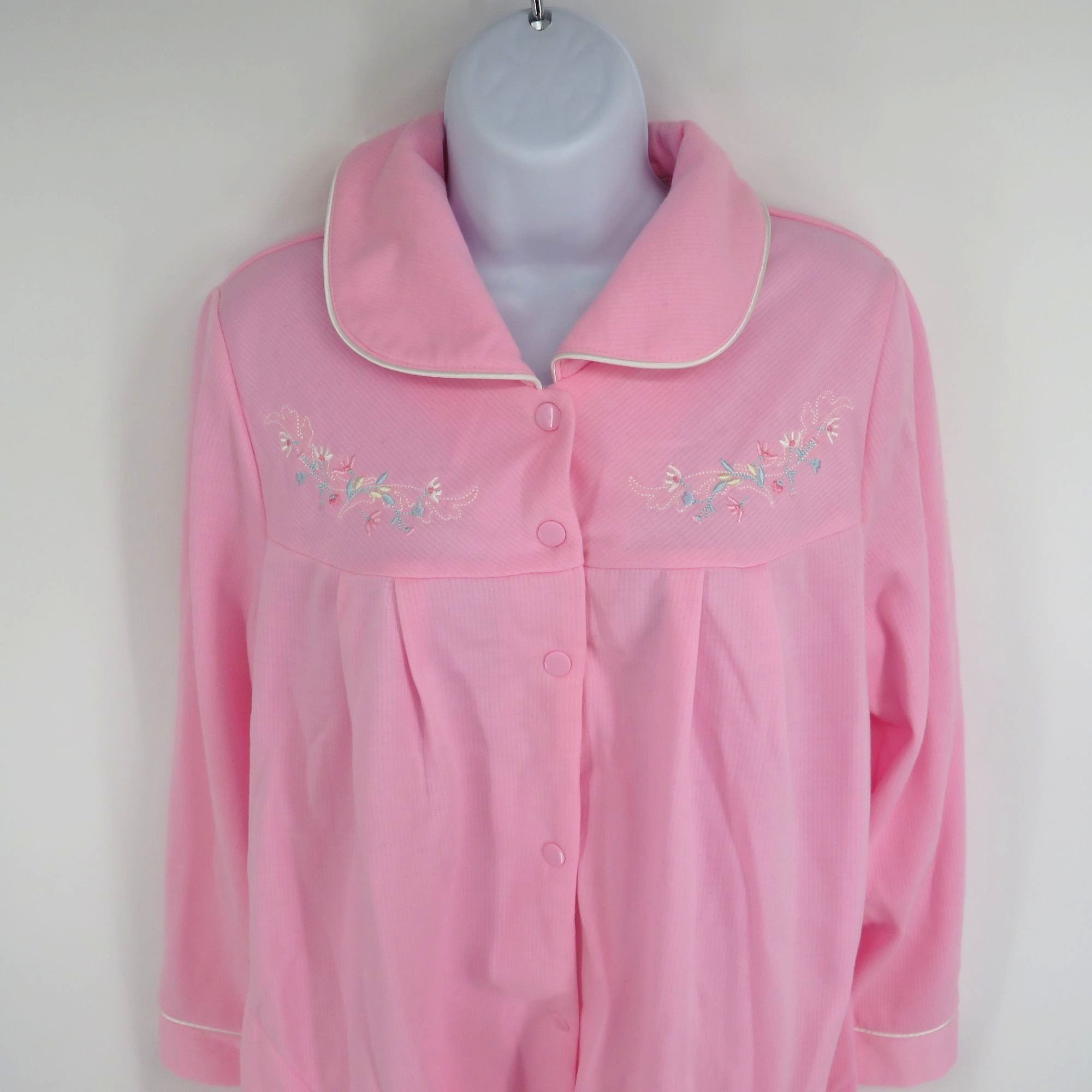 Other Jasmine Rose Pink Embroidered Button-Up Long Sleeve Robe Poc Size ONE SIZE - 3 Thumbnail