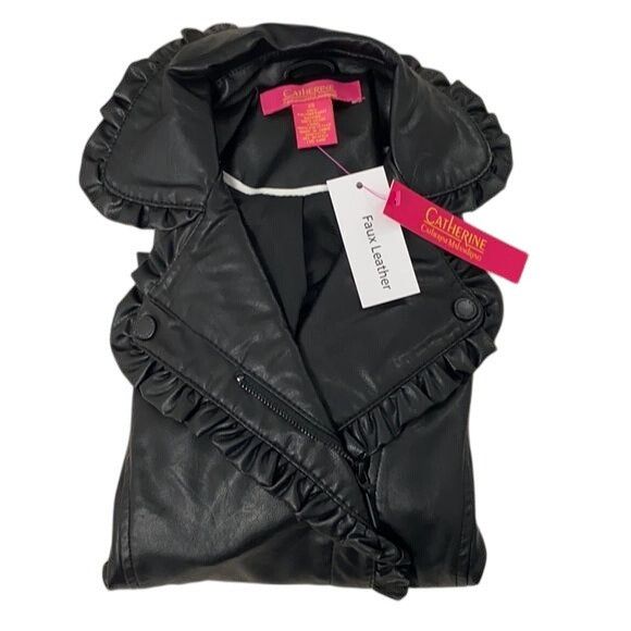Other Catherine Malandrino Faux Leather Ruffle Trim Black Moto Jac Size XS / US 0-2 / IT 36-38 - 1 Thumbnail