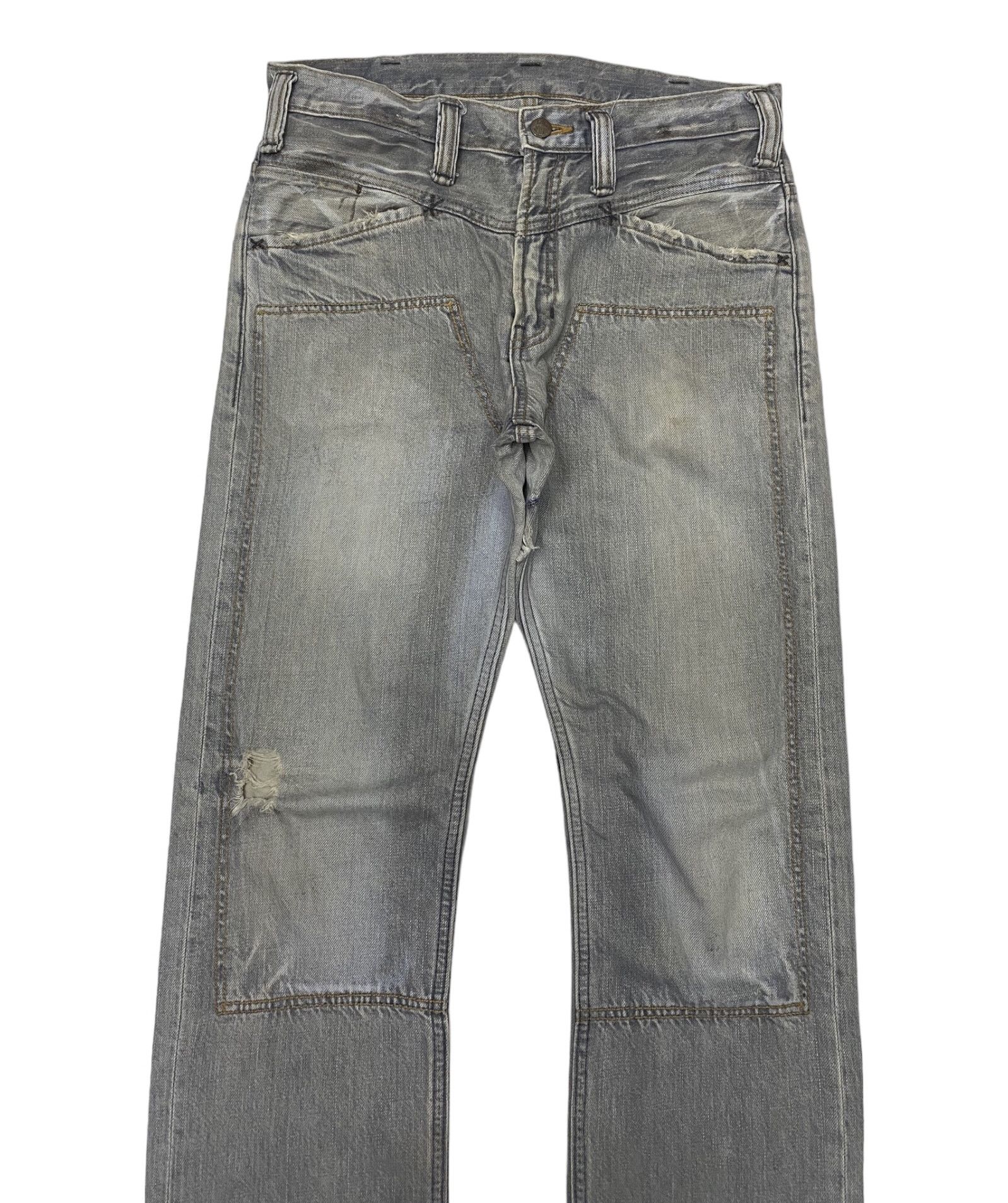 Big John Rare Big John Distress Double Knee Denim Jeans Work Size US 32 / EU 48 - 4 Thumbnail