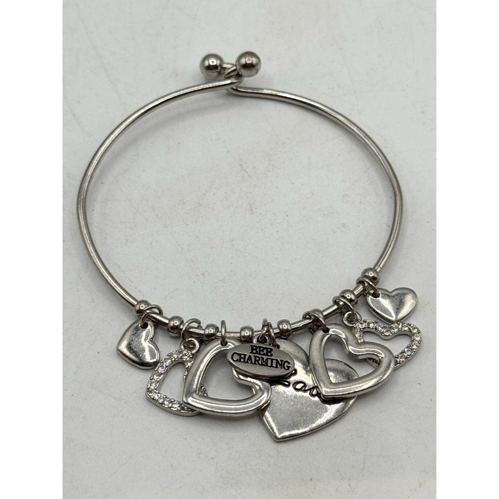 Other Love heart charm bangle silver bracelet Size ONE SIZE - 2 Thumbnail