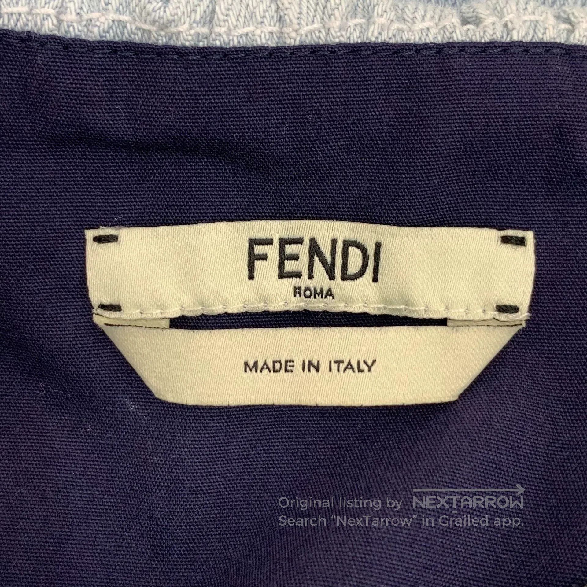 Fendi Fendi Light Blue Floral Cotton Denim Dress. Size M / US 6-8 / IT 42-44 - 5 Thumbnail