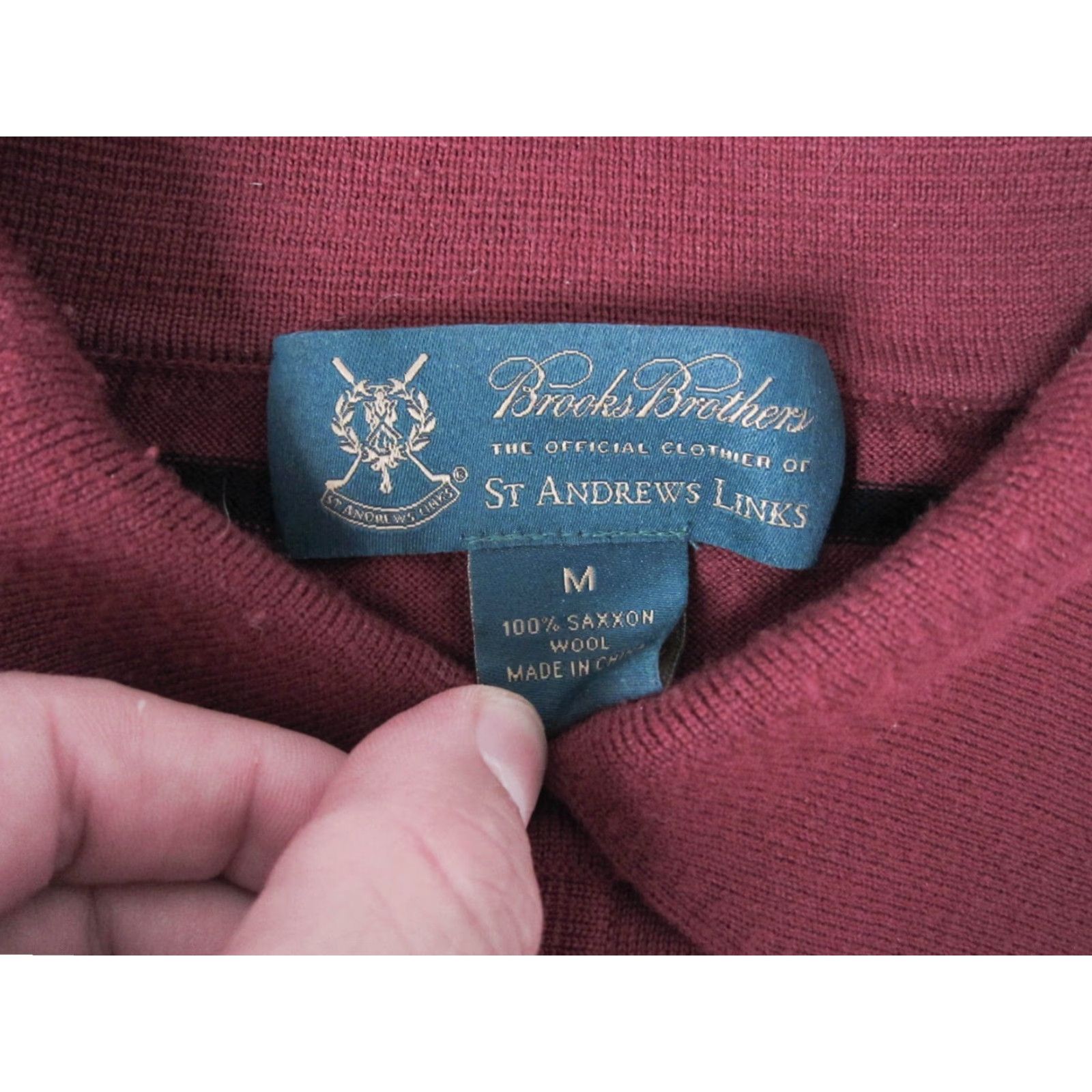 Brooks Brothers VINTAGE Brooks Brothers Sweater Adult M Red Wool Saxxon St Andrews Links Long Sleeve Collared Pullover Knitted Classic Preppy Mens Size US M / EU 48-50 / 2 - 3 Thumbnail