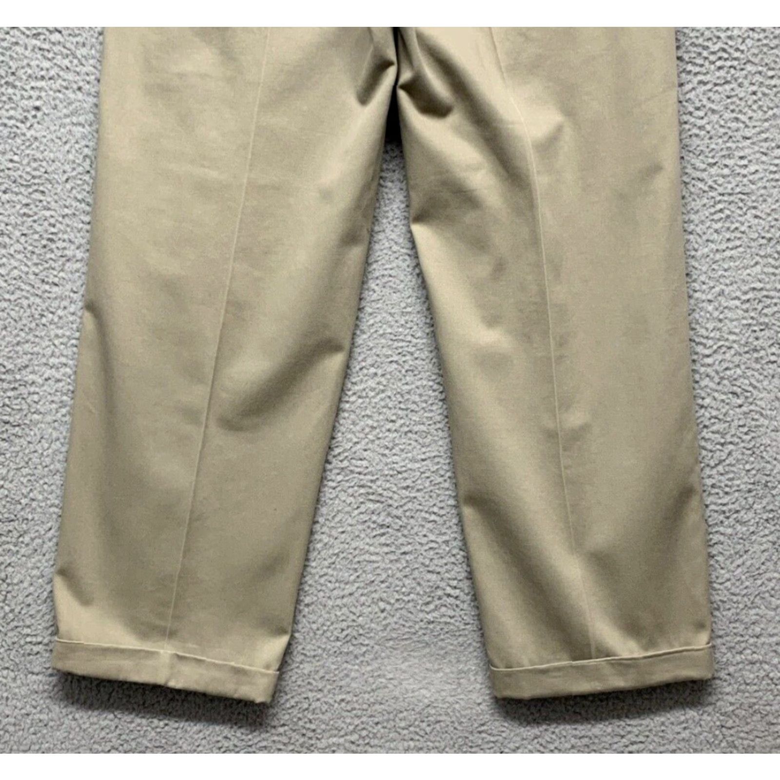 Logo 7 Dress Pants Men 34W 30L Tan Pleated Front Cuffed Hem Button Pockets LOGO Size US 34 / EU 50 - 6 Thumbnail