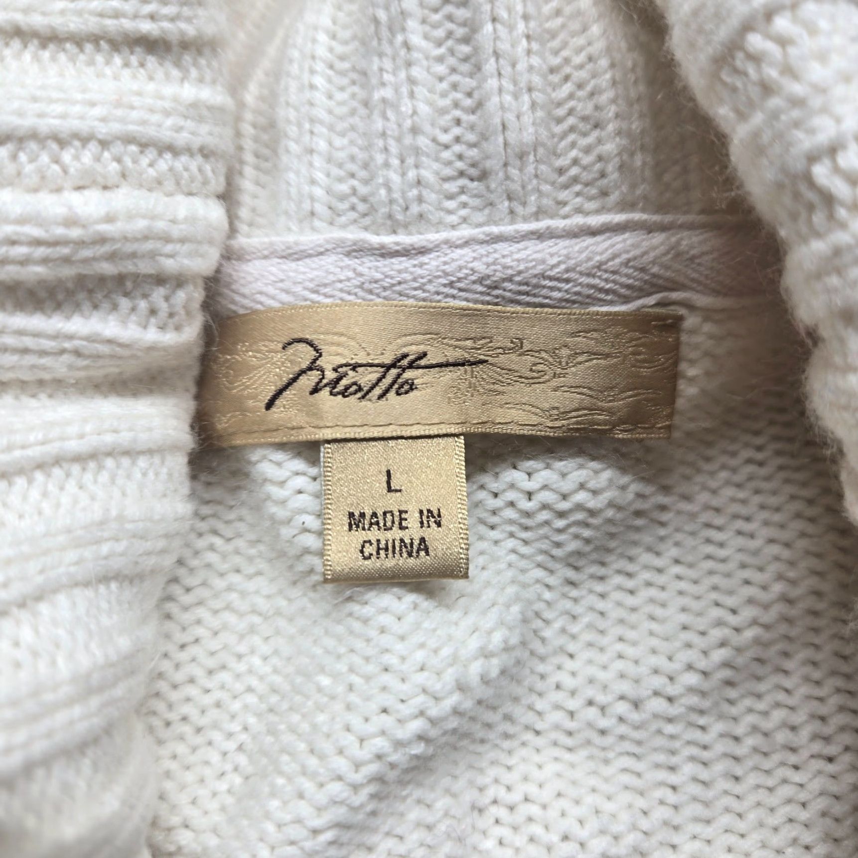 Vintage Motto Jacket Cardigan Knit Sweater Ivory Cream Unique Adult Women's Size L Large Moto Style Jacket Spring Fall Womens CW Size L / US 10 / IT 46 - 3 Thumbnail