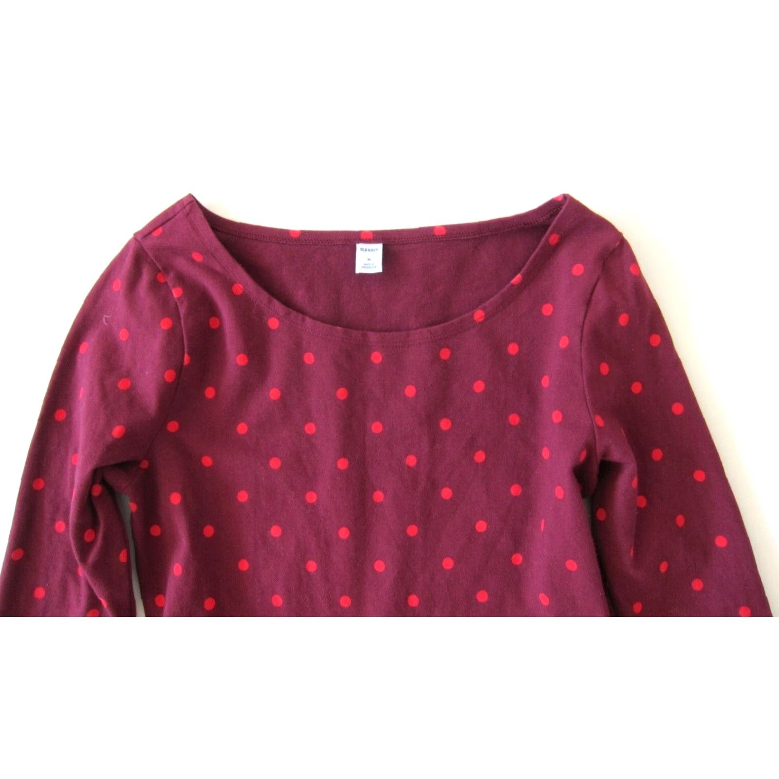 Old Navy Old Navy Pink Polka Dot Stretch 3/4 Sleeve Sheath Empire Dress M Size M / US 6-8 / IT 42-44 - 3 Thumbnail