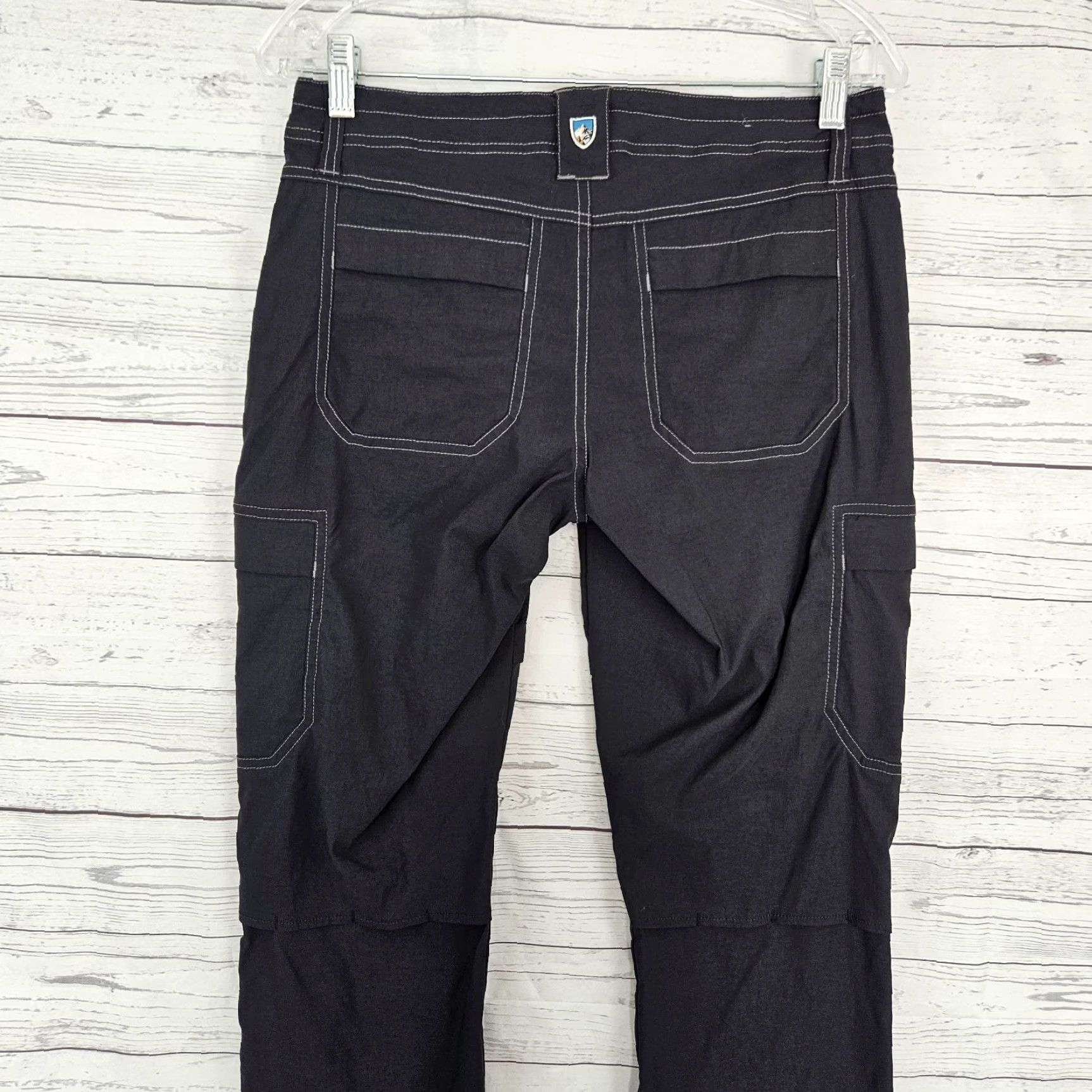 Vintage Kuhl Cargo Pants Womens Size 4 Gray/Black Roll Up Hem Low Rise Nylon Pants Size 27" / US 4 / IT 40 - 4 Thumbnail