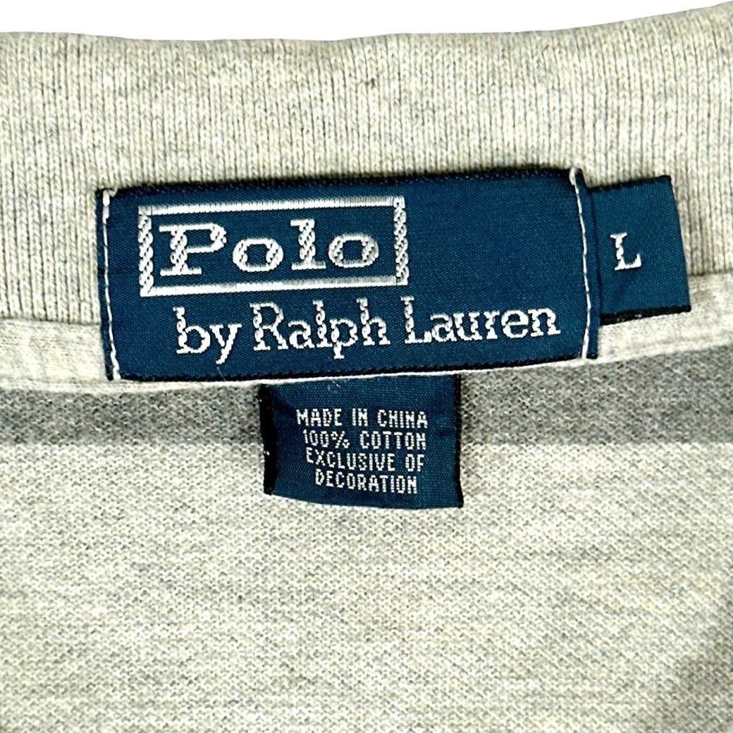 Polo Ralph Lauren VINTAGE Polo Ralph Lauren Polo Shirt Adult LARGE Gray Stripe Monochrome 90s Polo Ralph Lauren Logo Short Sleeve Casual Mens Size US L / EU 52-54 / 3 - 4 Thumbnail