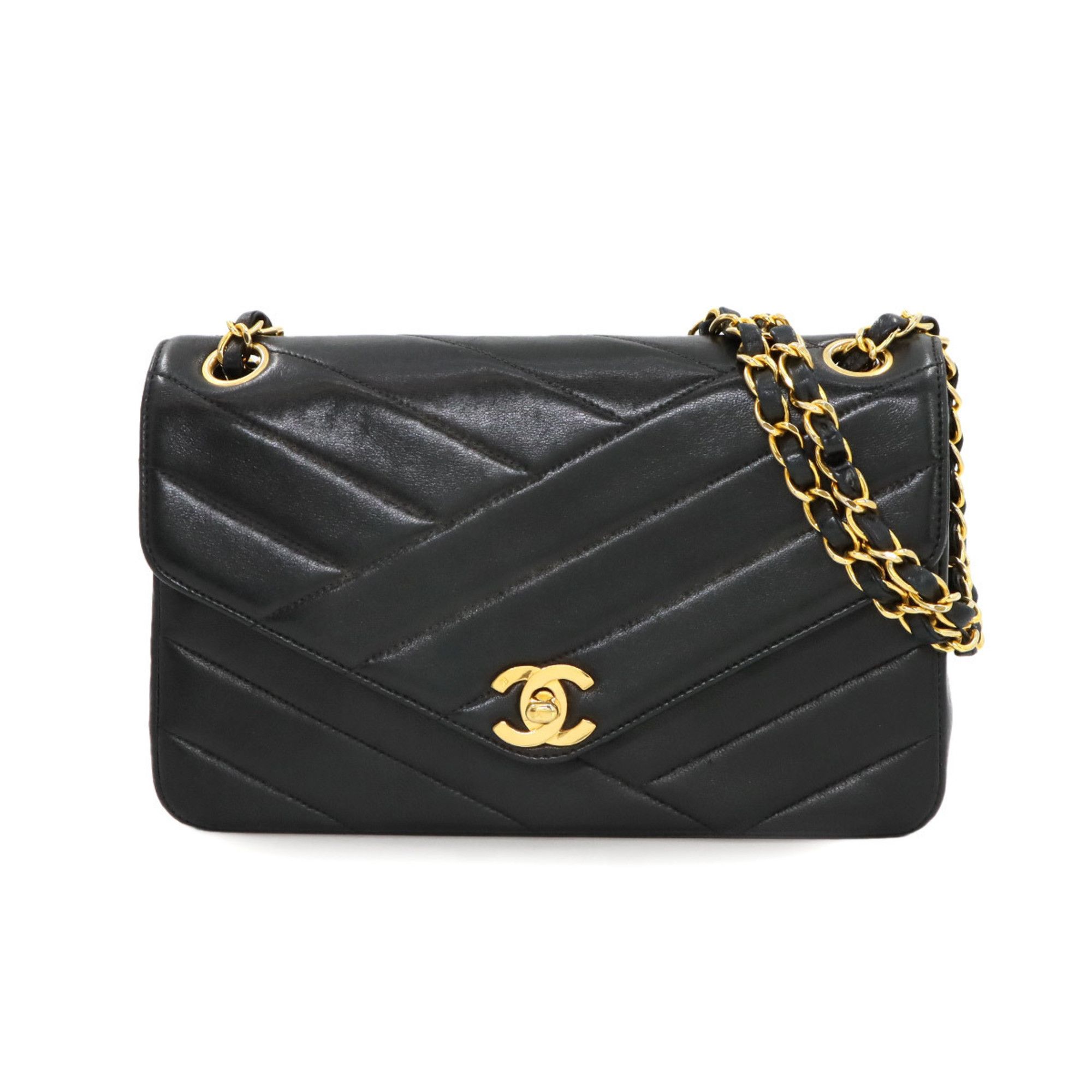 Chanel Flap Bag Shoulder in Black, Women's
