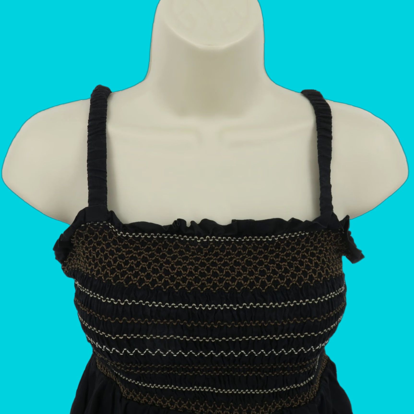 Old Navy VINTAGE Old Navy Women Small Black Puckered Ruched Spaghetti Strap Tank Top Shirt Blouse Size S / US 4 / IT 40 - 1 Thumbnail
