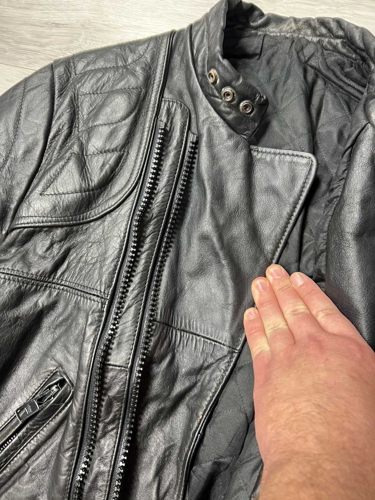Genuine Leather Vintage Heavyweight Biker Motorcycle Leather Jacket Racing Size US M / EU 48-50 / 2 - 16 Thumbnail