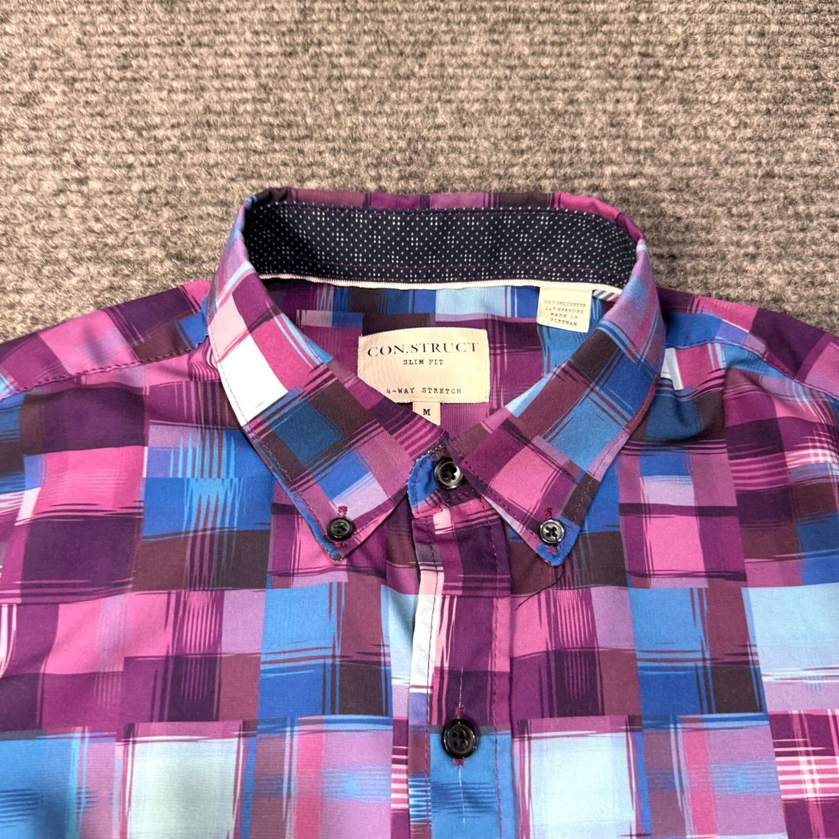 Vintage Construct Shirt Mens Medium Purple Performance Button Up Slim Fit Short Sleeve Size US M / EU 48-50 / 2 - 4 Thumbnail