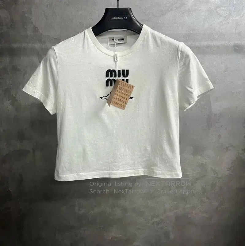 Miu Miu Miu Miu White Cotton Women's T-Shirt . Size XS / US 0-2 / IT 36-38 - 1 Thumbnail