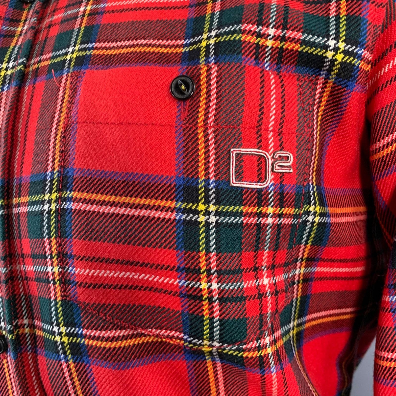 Dsquared2 DSQUARED2 Red MultiColor Wool Button Up Long Sleeve Shirt Size US M / EU 48-50 / 2 - 2 Thumbnail
