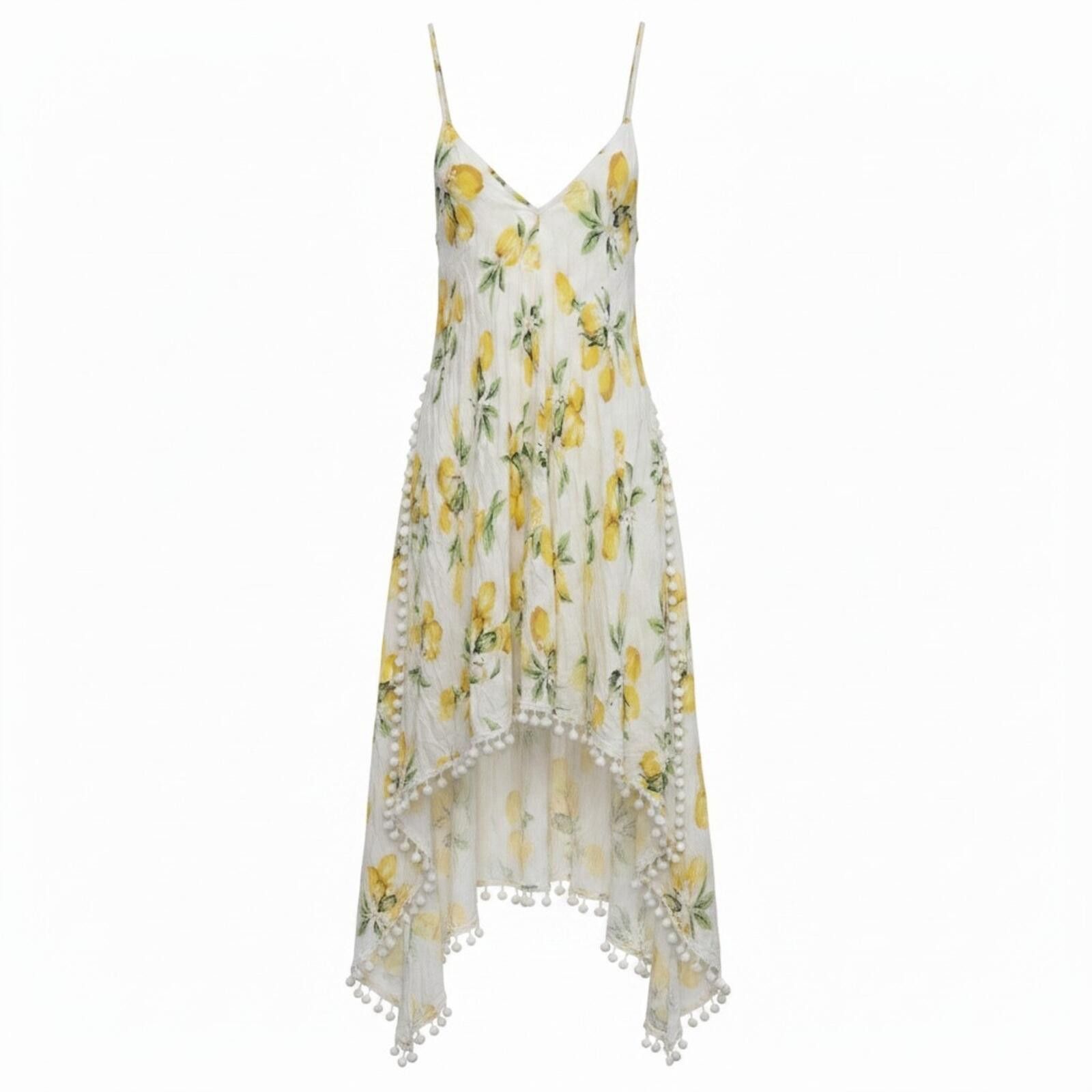 Other Goa Beachwear Sz S Flowy Lemon Sundress Tassel Boho Coastal Size S / US 4 / IT 40 - 1 Thumbnail