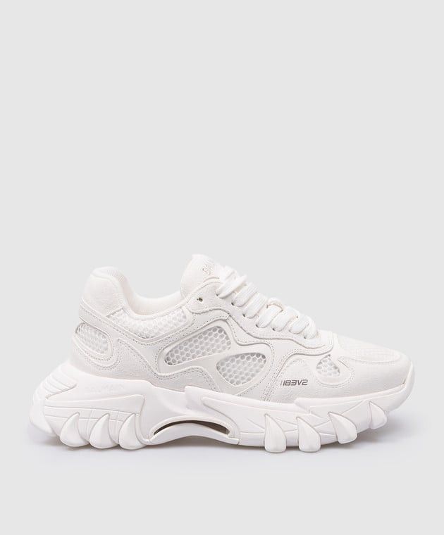 Balmain o1s1wg110925 By B East Logo Embroidery Sneakers in White Size US 8 / IT 38 - 1 Thumbnail