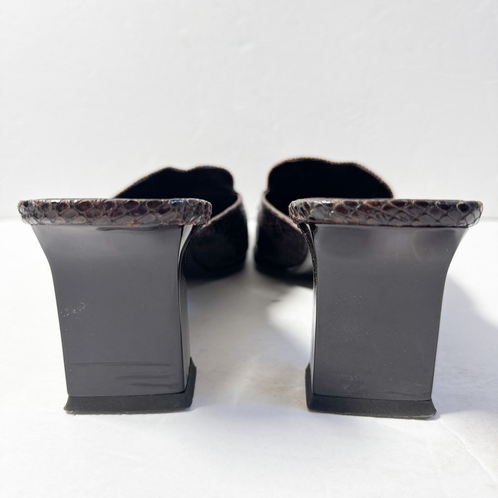 Other Via Spiga Brown Snake Embossed Leather Mule Heels 9.5M Size US 9.5 / IT 39.5 - 7 Thumbnail