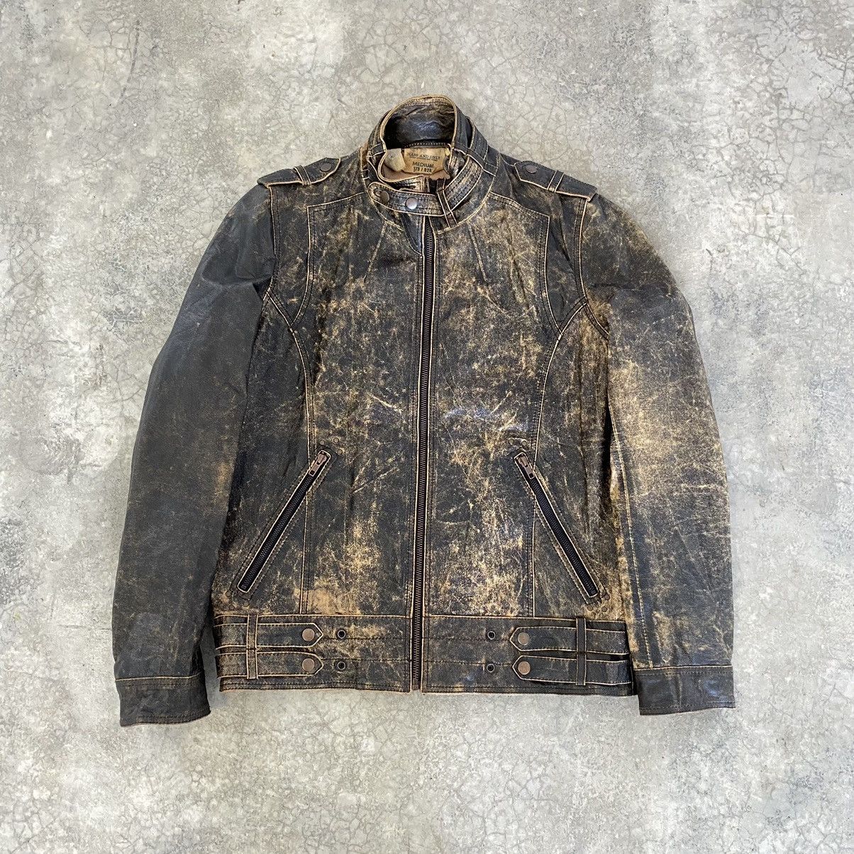 Leather Vintage Mass & Only Faded Patina Buffalo Leather Moto Jacket Size US M / EU 48-50 / 2 - 1 Thumbnail