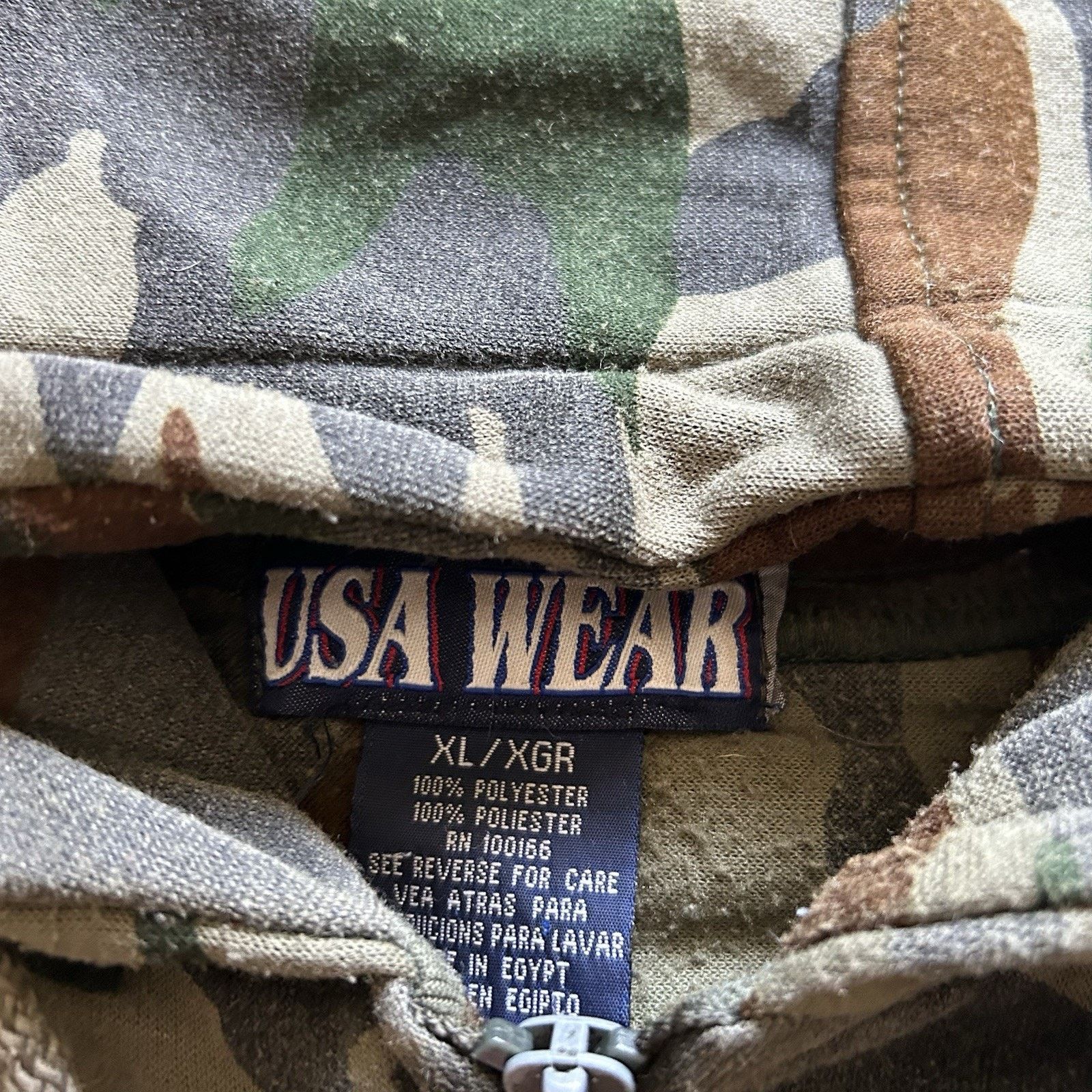 Vintage Vintage Woodland Camo Zip Up Hoodie XL 90s Camouflage Rare Size US XL / EU 56 / 4 - 3 Thumbnail