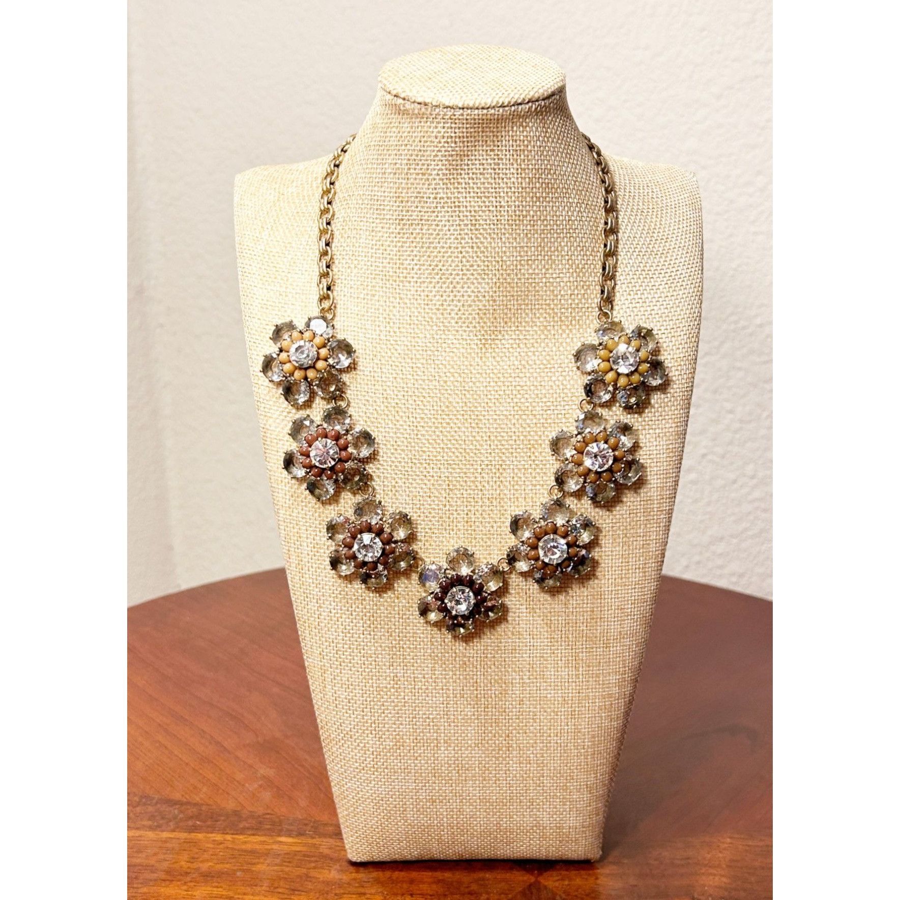 J.Crew J. Crew Floral Crystal Rhinestone Statement Necklace Size ONE SIZE - 1 Thumbnail